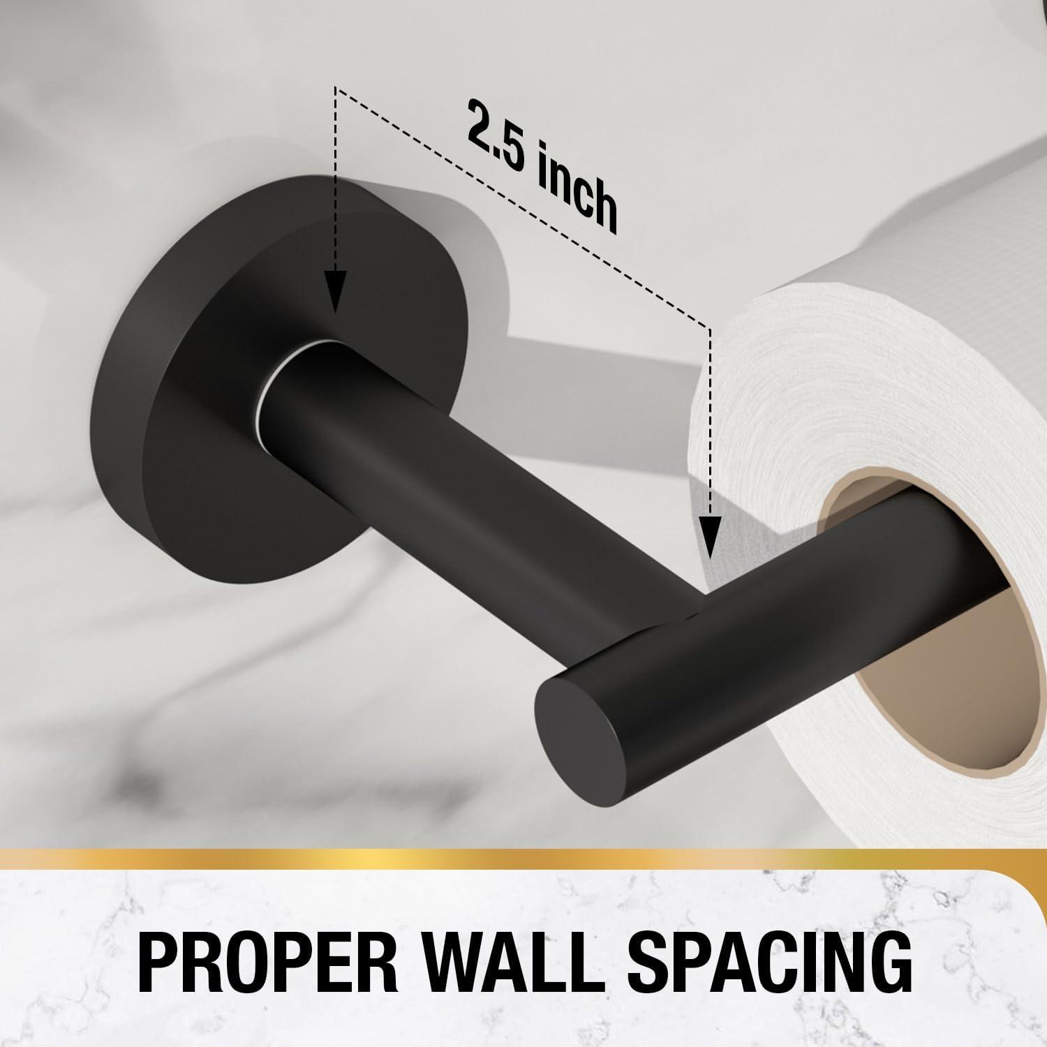 Toiler Paper Holder Wall Mount, Matte Black Toiler Paper Holder, Double Post Pivoting Toilet Paper Roll Holder for Bathroom, SUS 304 Stainless Steel