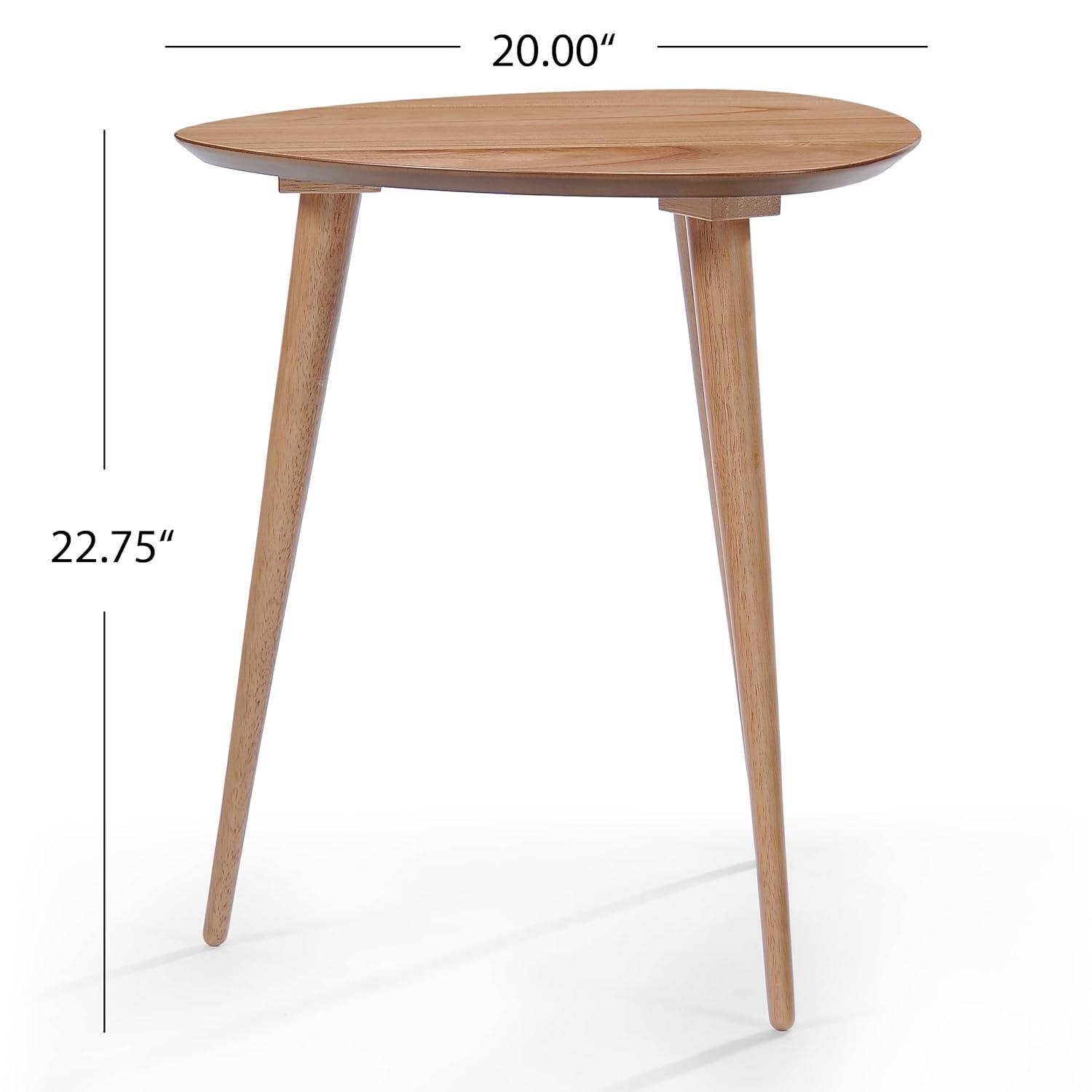 Naja End Table - Wood - Natural - Christopher Knight Home: Mid-Century Modern, Rubberwood, Guitar Pick Shape