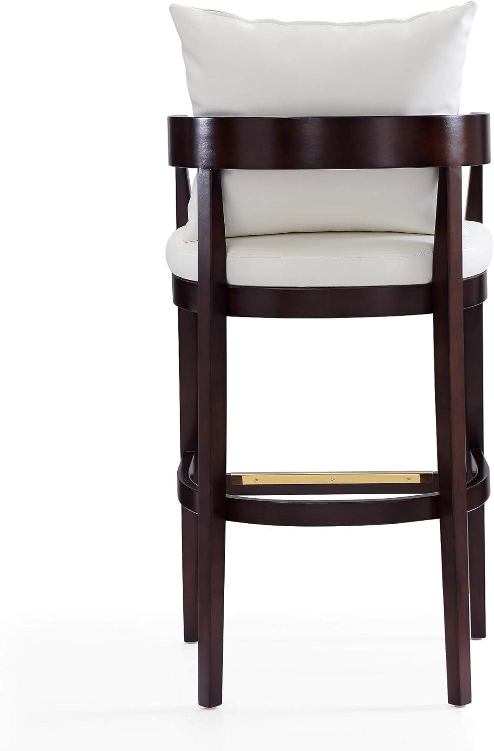 Ritz Upholstered Beech Wood Barstool Black - Manhattan Comfort: Gold Footrest, No Assembly Required, 30.5" Height