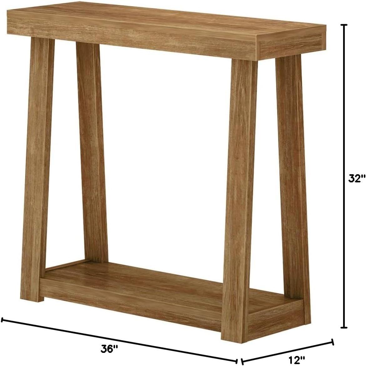 Plank+Beam 36” Solid Wood Console Table with Storage, Classic Farmhouse Style Sofa Table with Shelf, Narrow Entryway Table for Hallway, Pecan