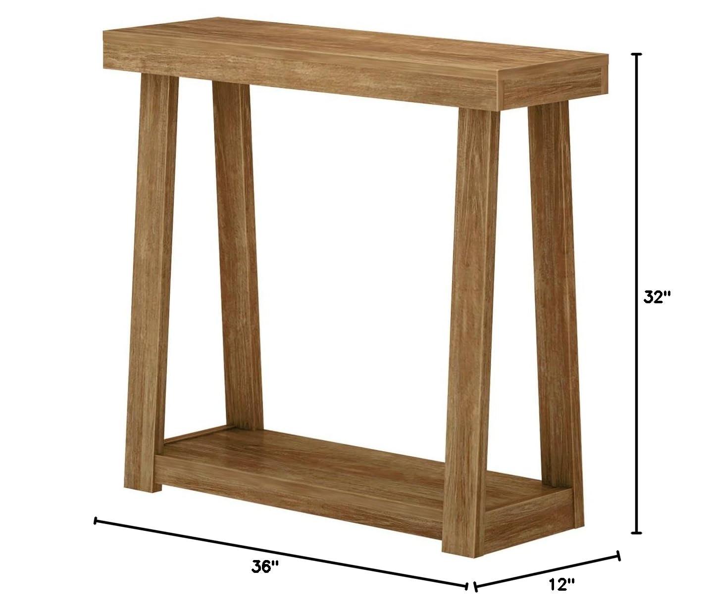 Plank+Beam 36” Solid Wood Console Table with Storage, Classic Farmhouse Style Sofa Table with Shelf, Narrow Entryway Table for Hallway, Pecan