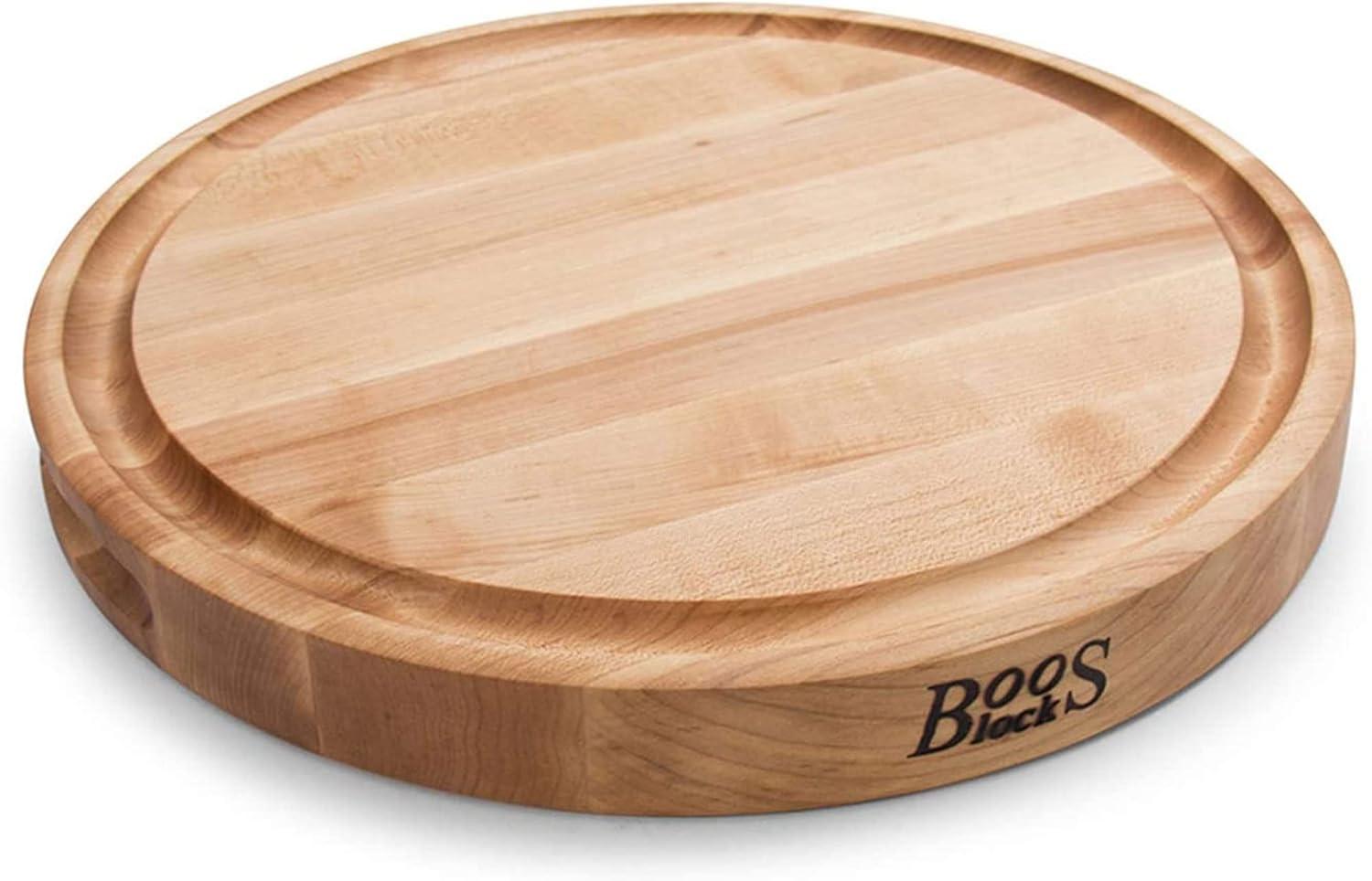John Boos Chef's Collection Round Maple Cutting Board with Groove
