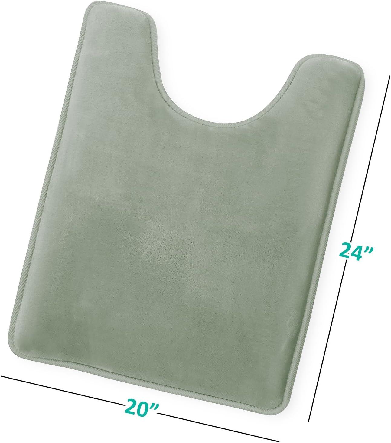 Hearth & Harbor Bathroom Rugs, Velvet Memory Foam Bath Mat - Ultra Soft Sage Green Contour Bath Rug, 20X24