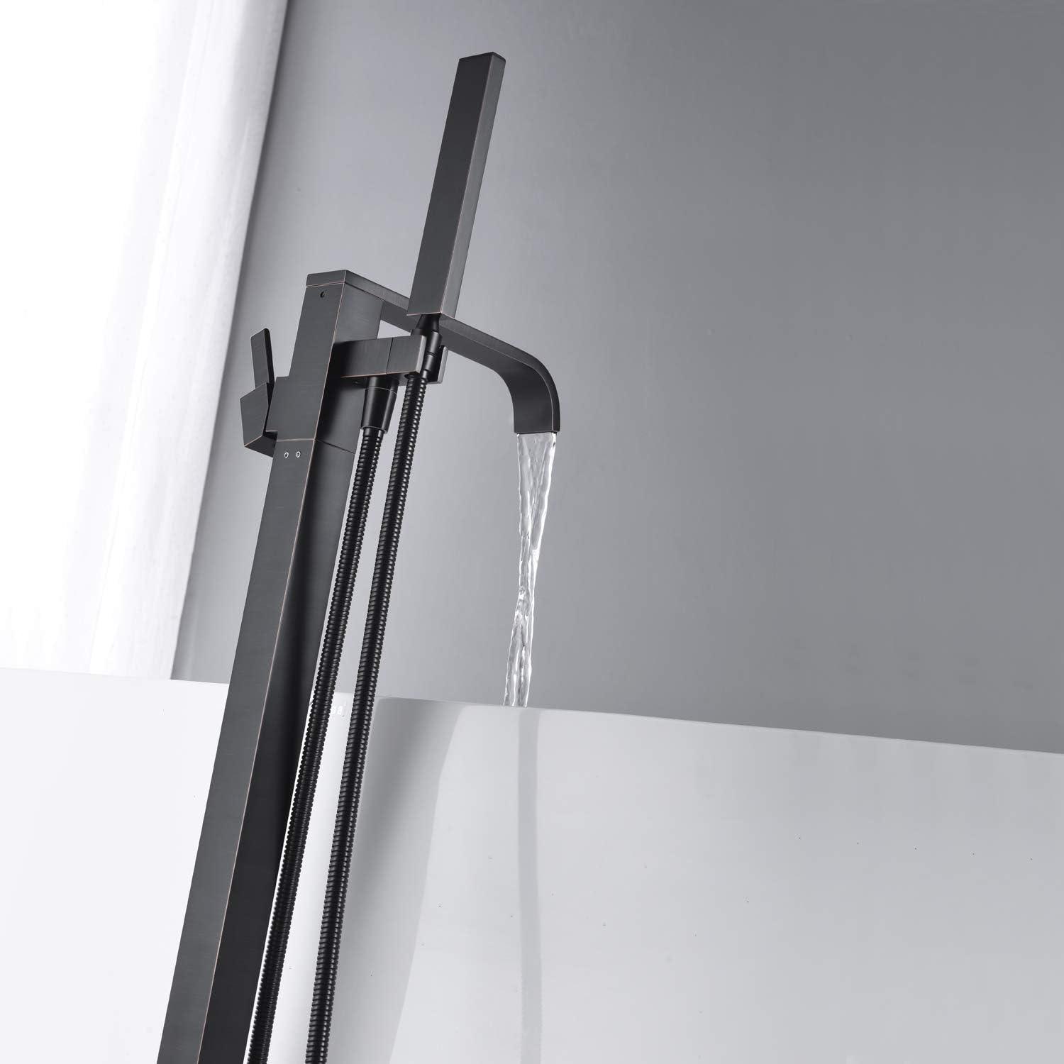 37.48" Solid Brass Floor Mounted Bathtub Faucet Freestanding Tub Filler with Handheld Shower