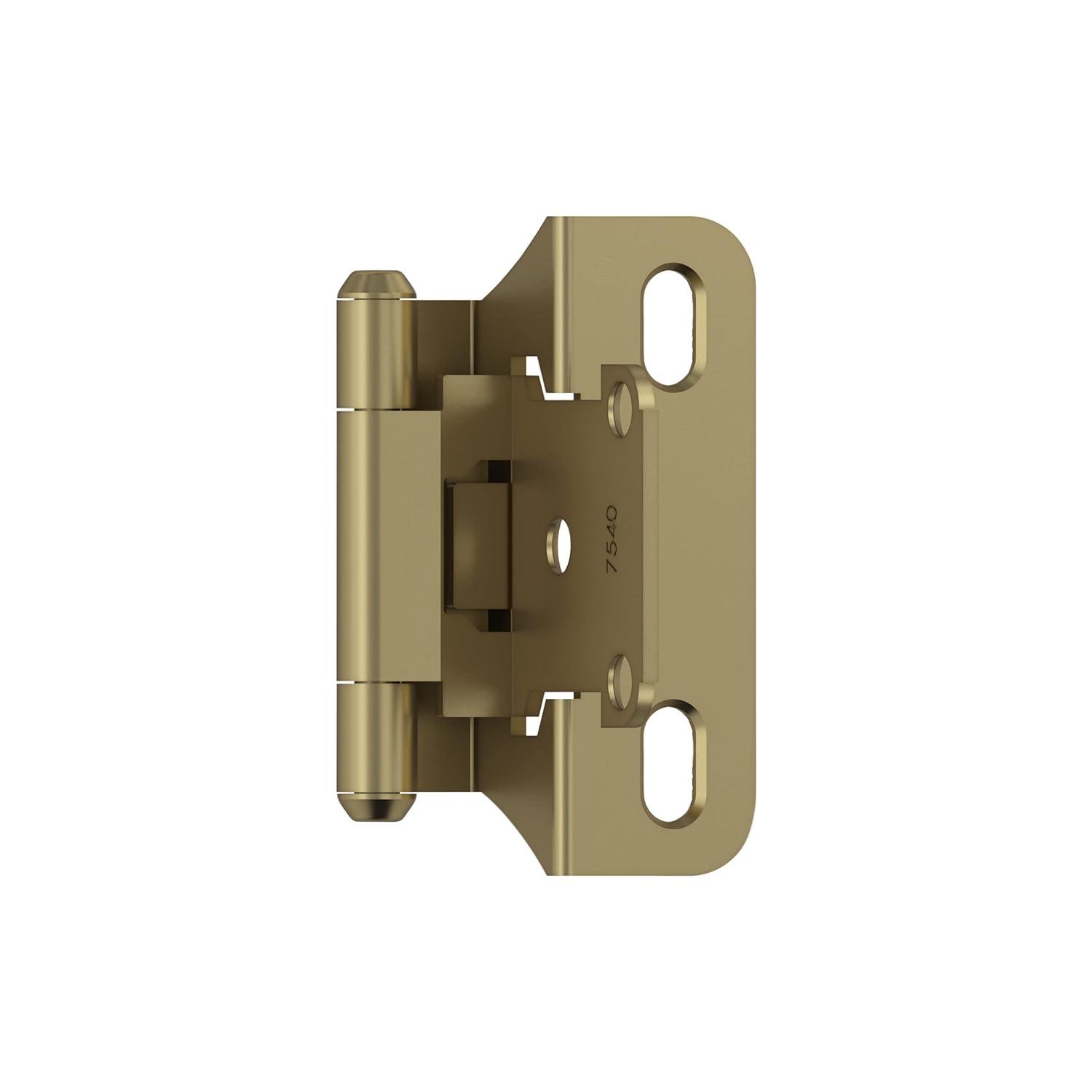 Golden Champagne 1/4 in (6 mm) Overlay Self Closing, Partial Wrap Cabinet Hinge (2-Pack)