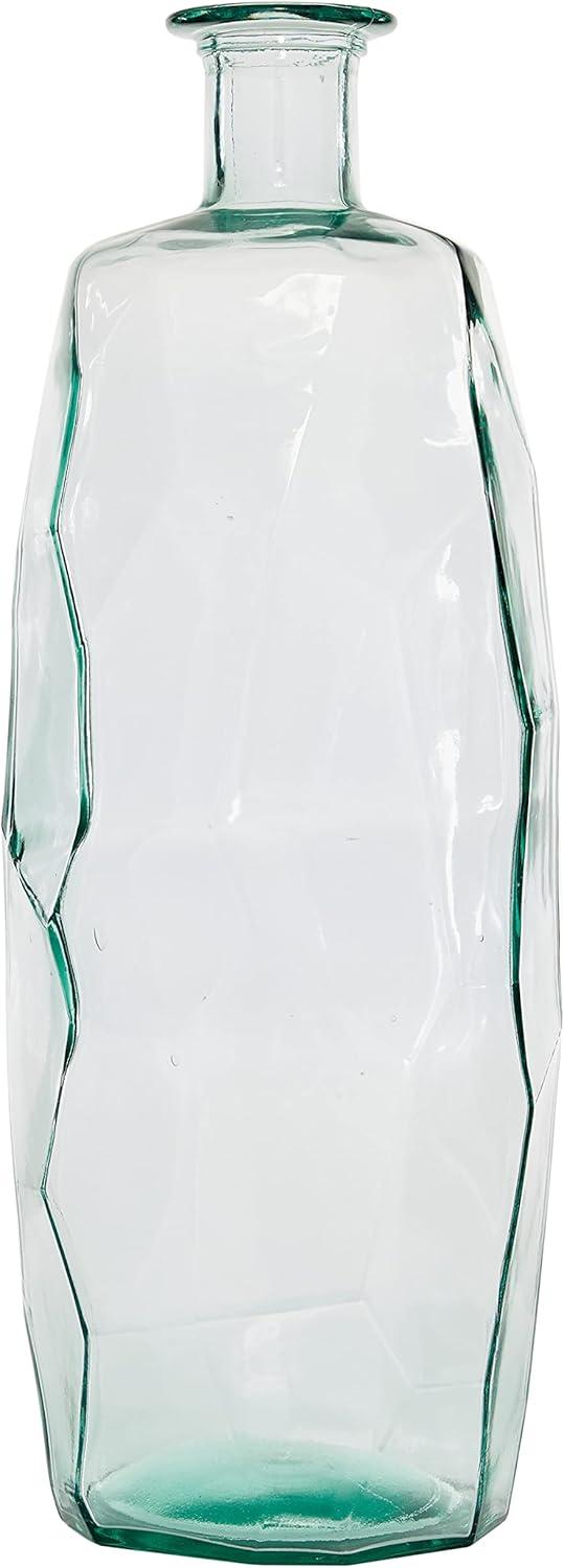 Tall Teal Tinted Recycled Glass Floor Vase