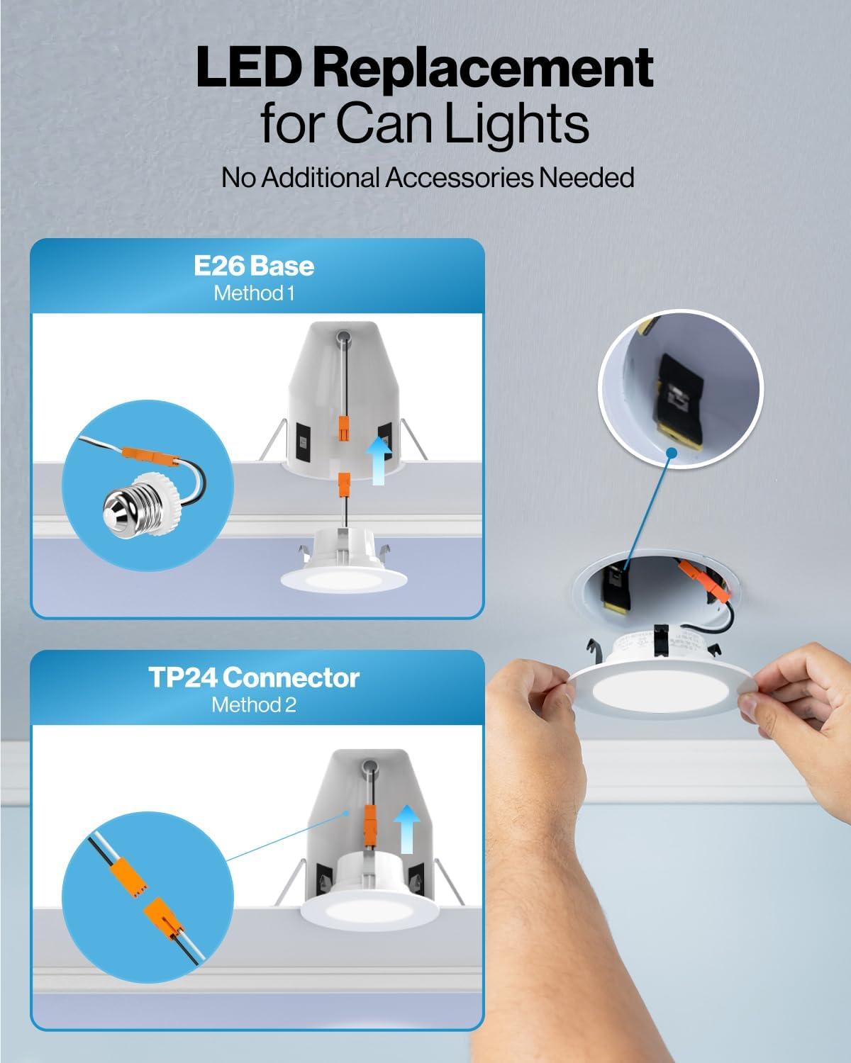 Sunco 4-Inch White LED Recessed Lighting with Selectable Color Temperature