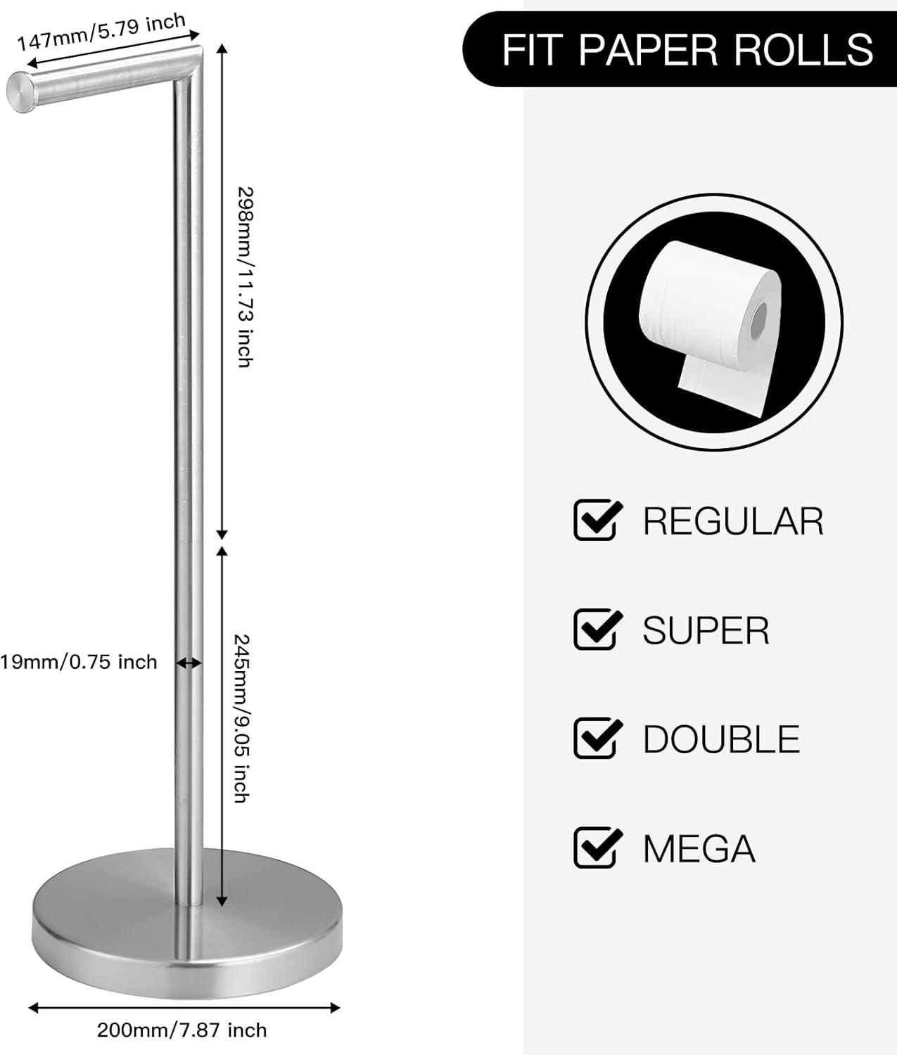 BGL Freestanding Toilet Paper Holder - Brushed Nickel, Reserve Storage for Paper Rolls