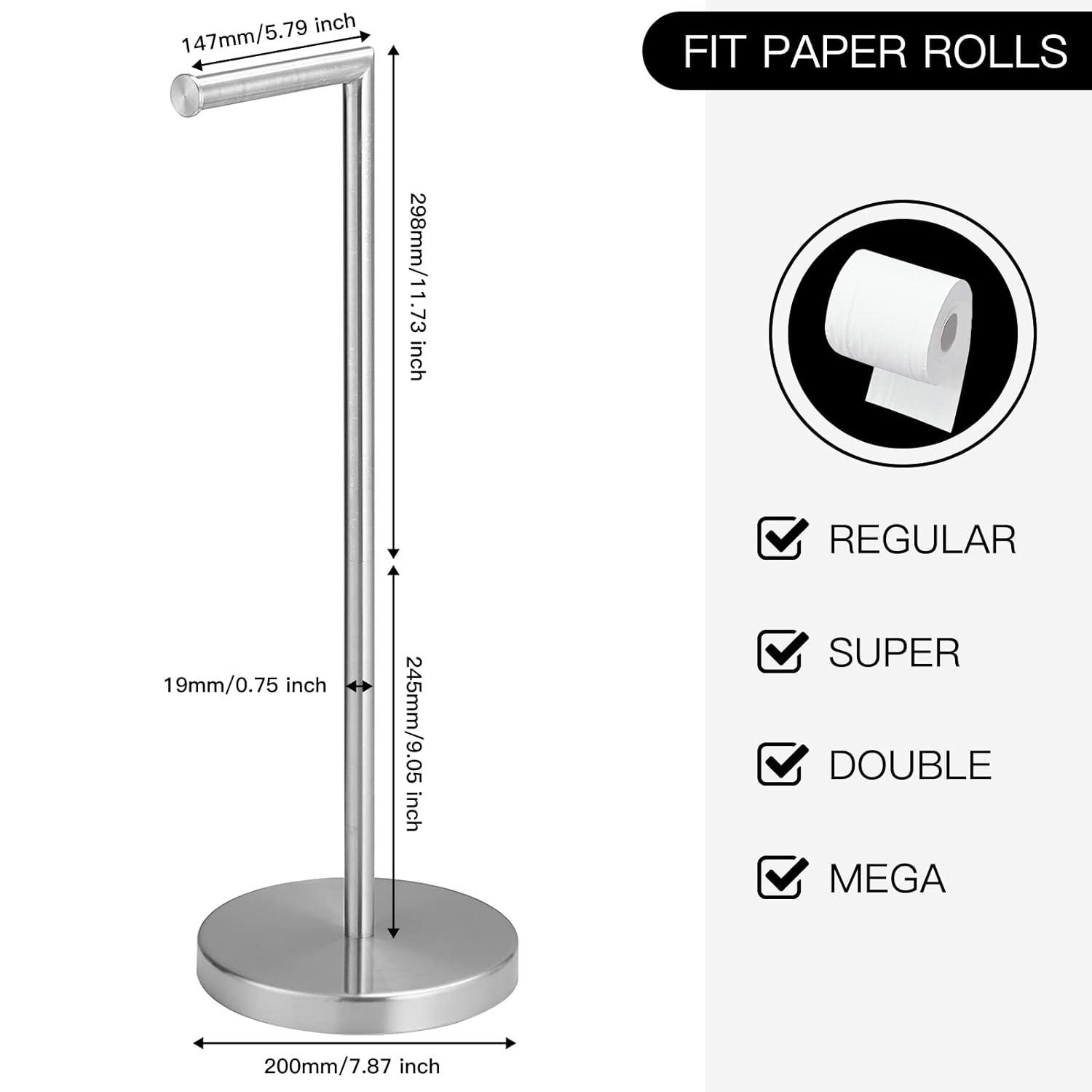 BGL Freestanding Toilet Paper Holder - Brushed Nickel, Reserve Storage for Paper Rolls