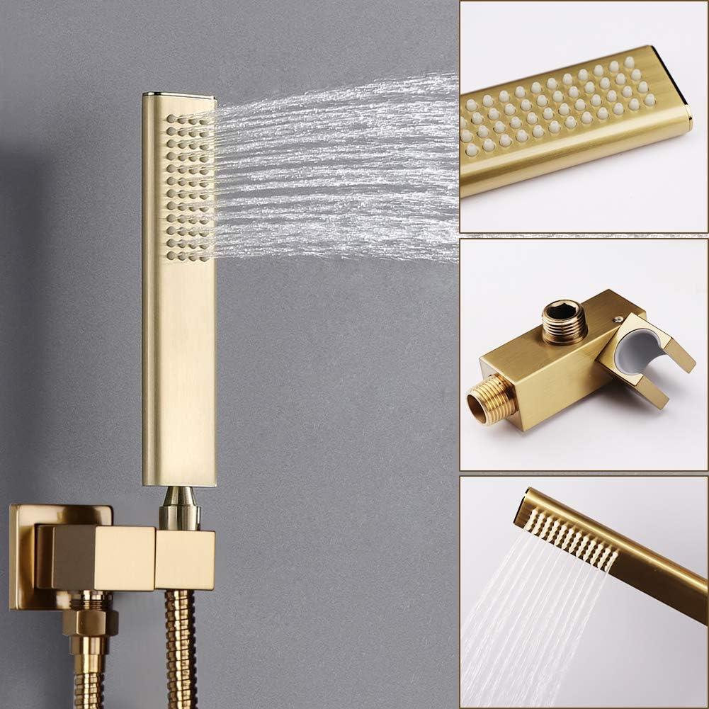 Brushed Gold Dual Rain and Handheld Shower System