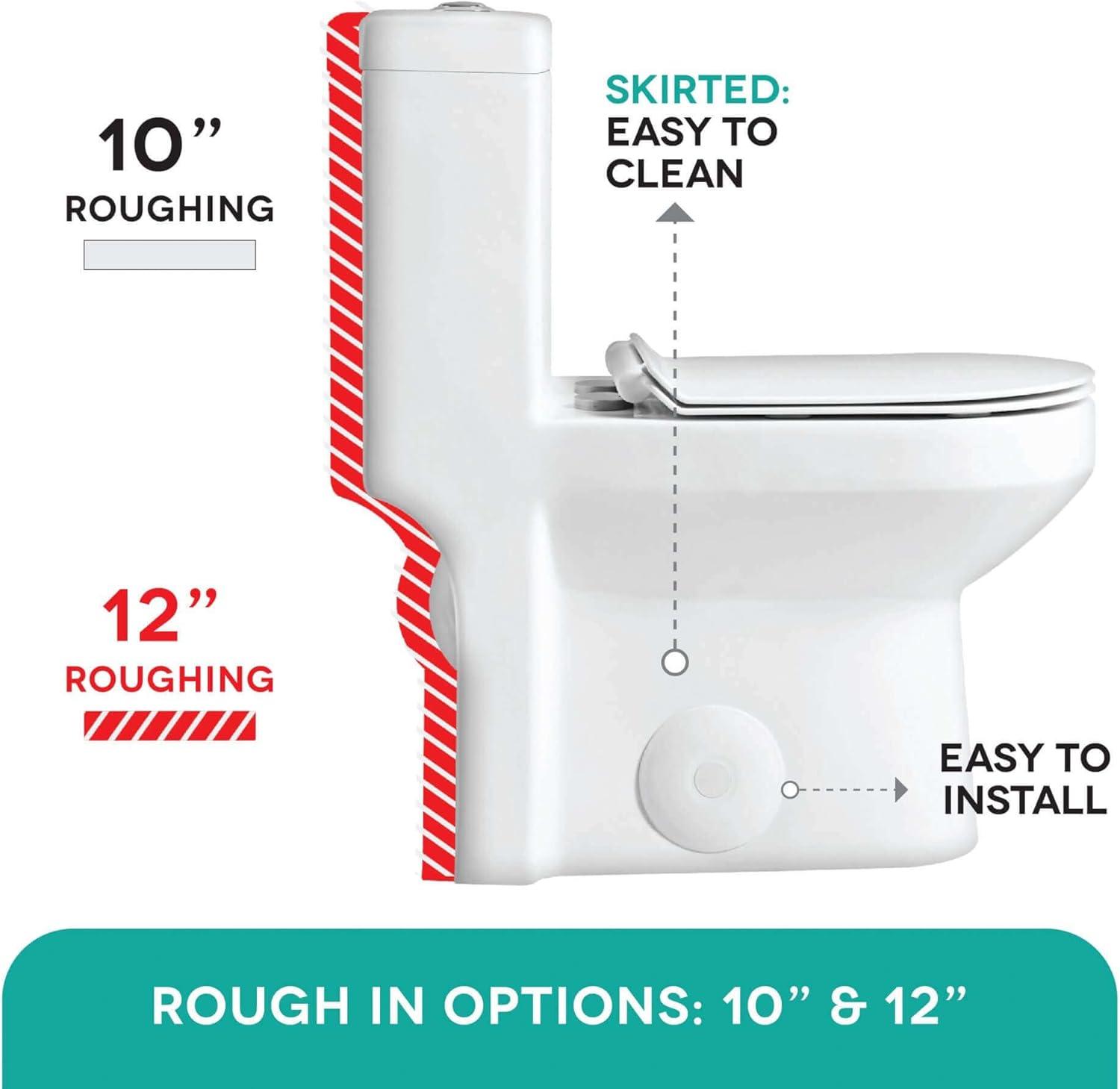 Compact White Ceramic Round One-Piece Dual Flush Toilet