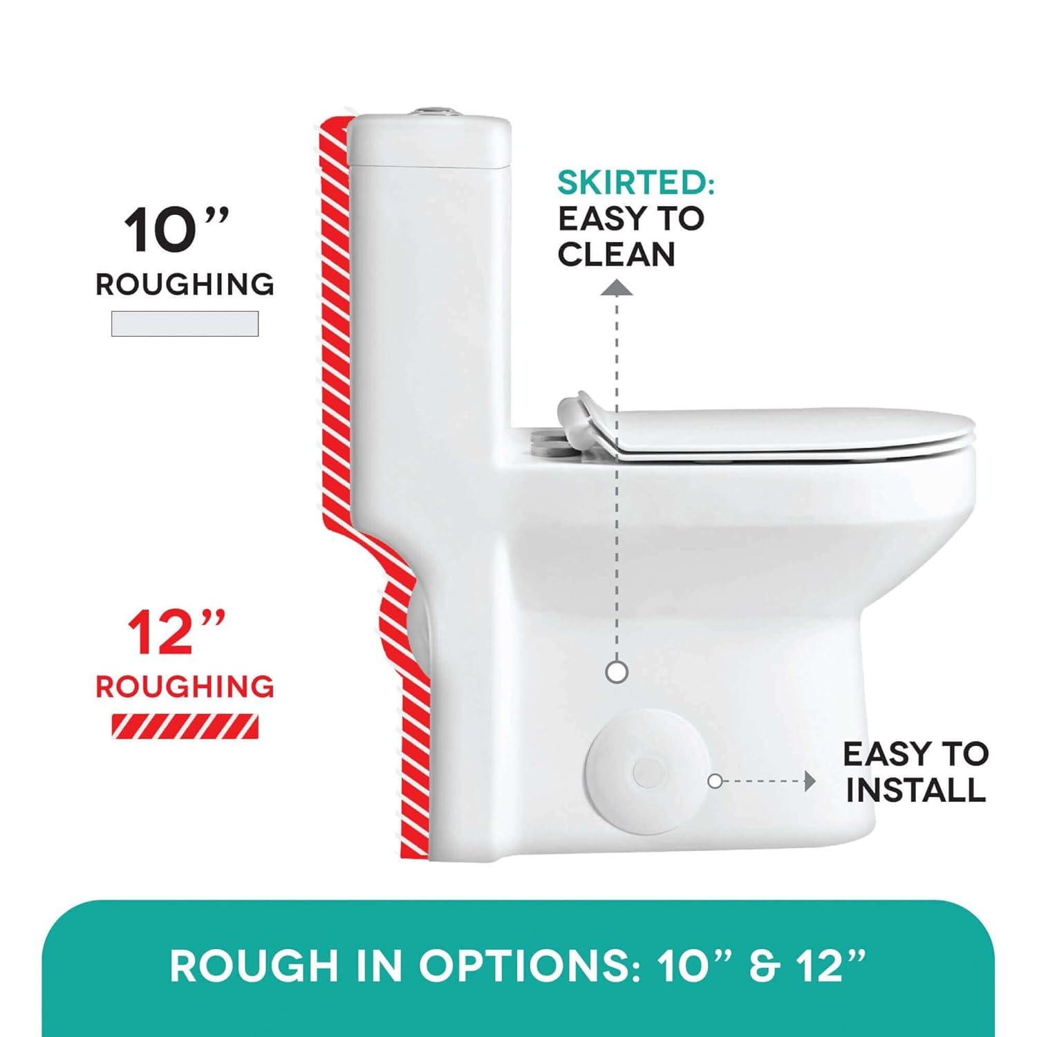Compact White Ceramic Round One-Piece Dual Flush Toilet