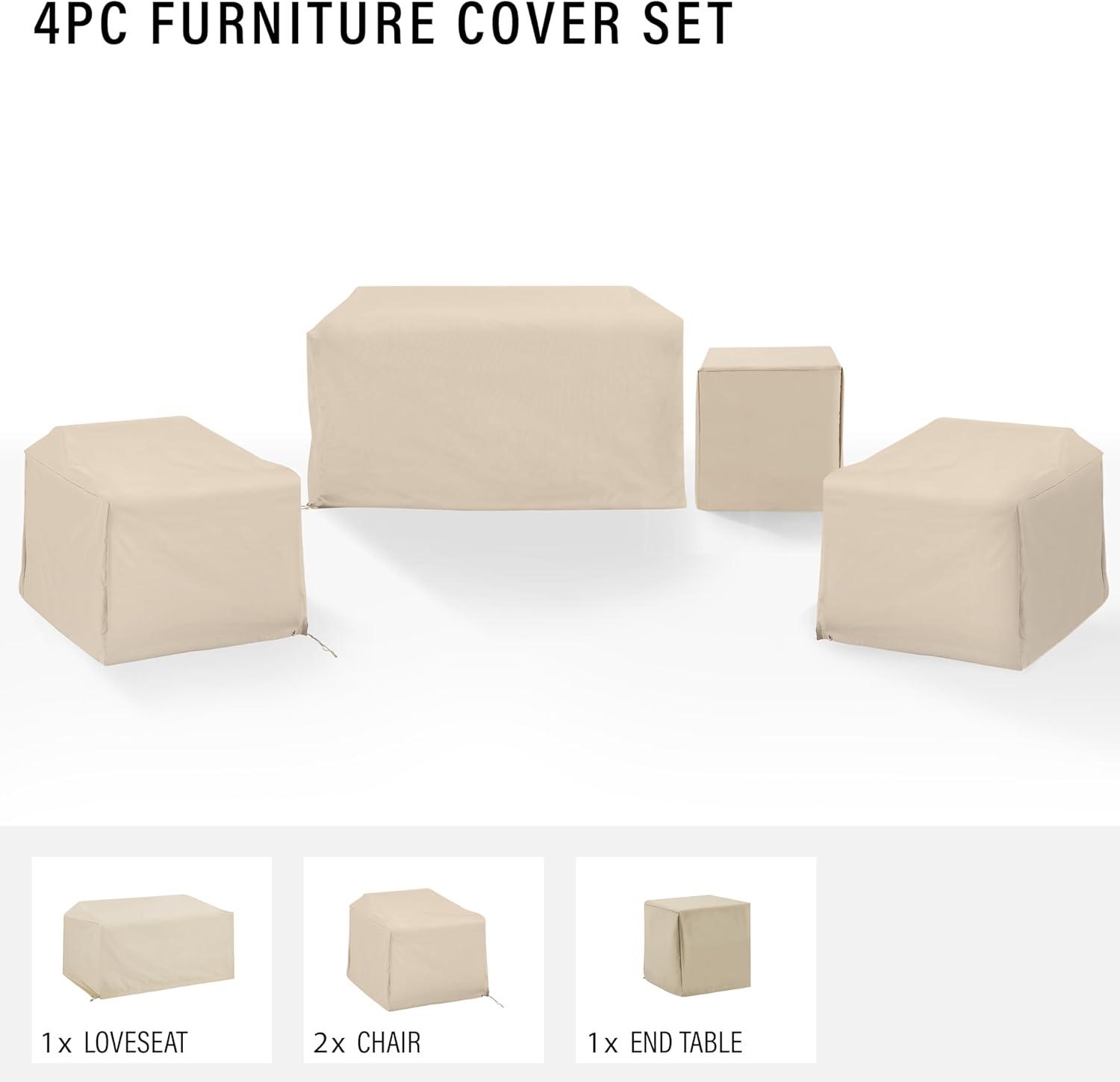 30 x 58 x 36.5 in. Outdoor Furniture Cover Set, Tan - 4 Piece