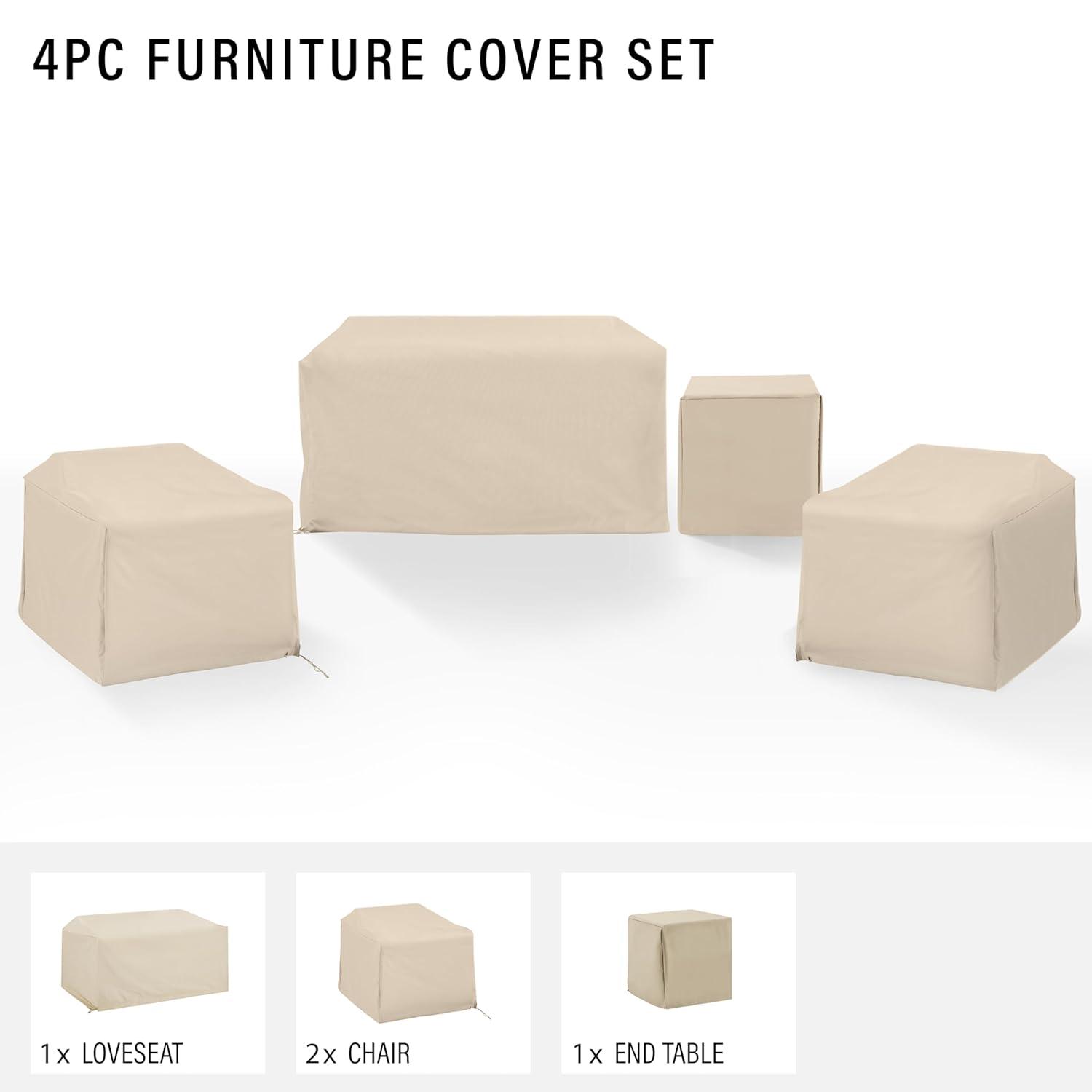 30 x 58 x 36.5 in. Outdoor Furniture Cover Set, Tan - 4 Piece
