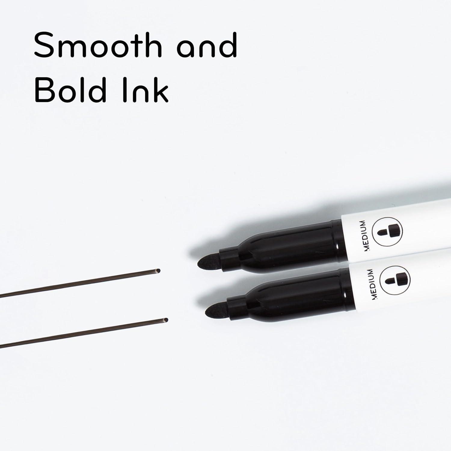 U Brands Dry Erase Markers, Medium Point, Black Ink, 12 Count