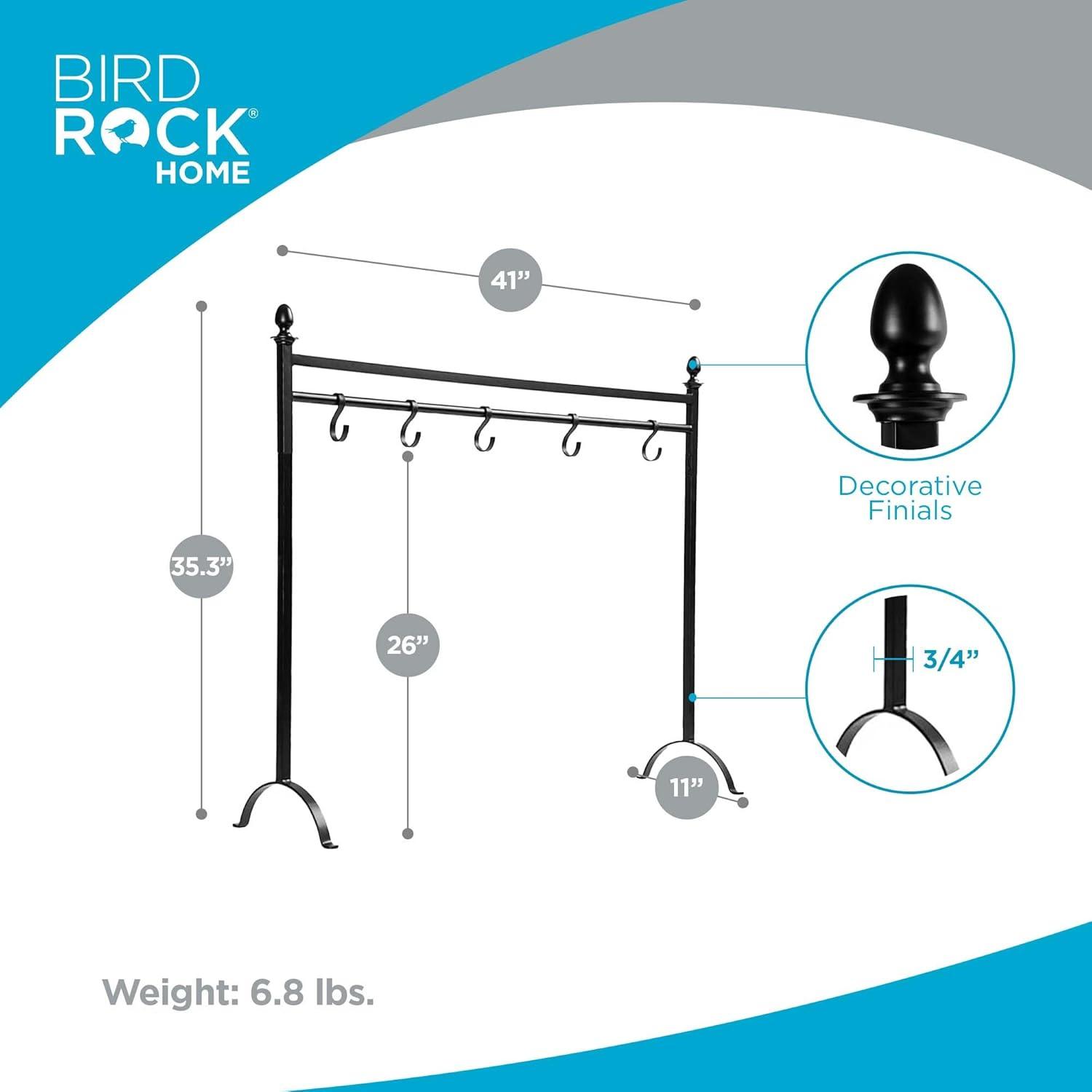 BIRDROCK HOME 8 Hook Christmas Stocking Holder Stand - Black