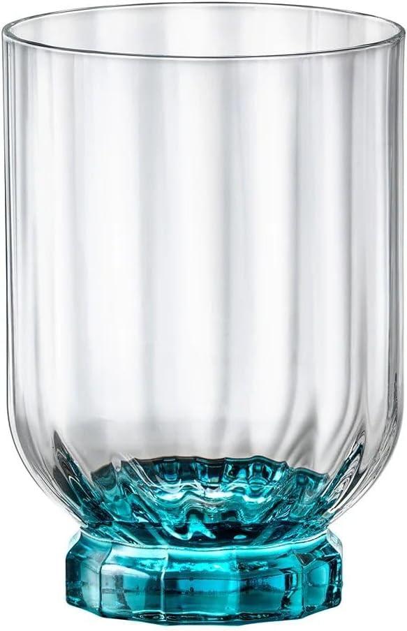 Lucent Blue Glass Double Old Fashioned Tumblers, Set of 4