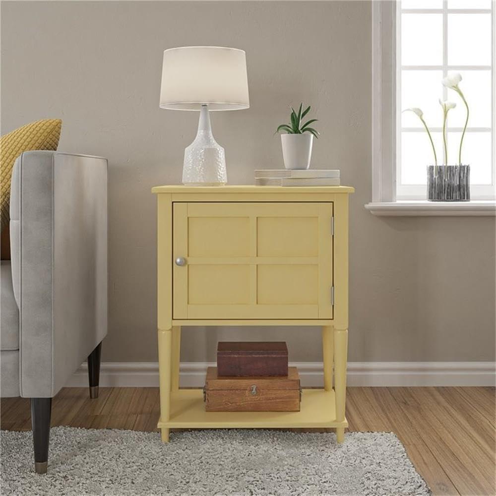 Yellow MDF Rectangular Accent Table with Storage