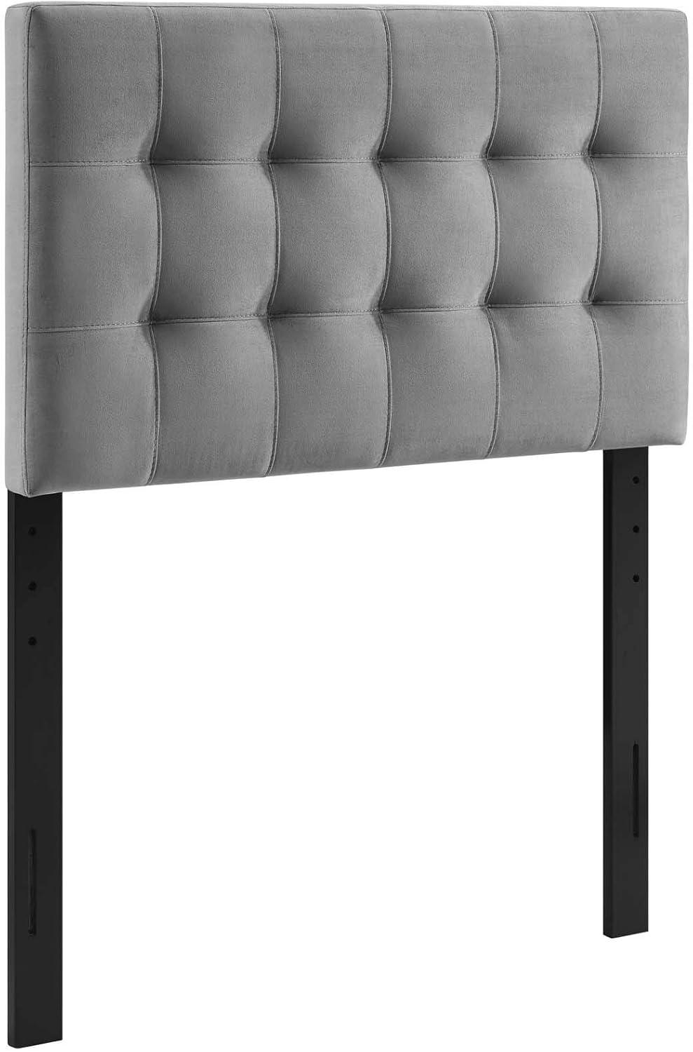 Modway Lily Biscuit Tufted Twin Performance Velvet Headboard in Gray