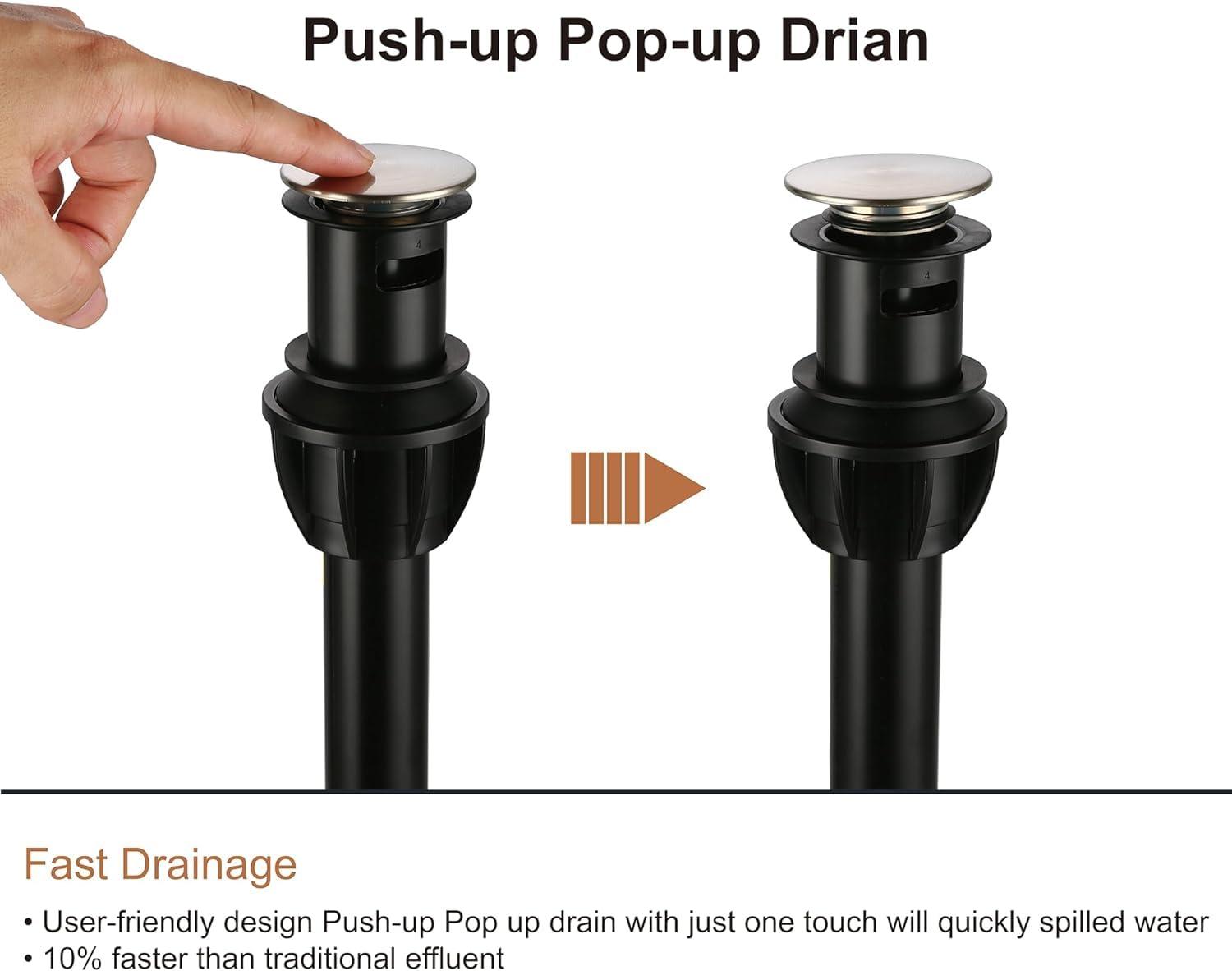 Two Handles Brushed Nickel Bathroom Faucet 3 Hole Sink Faucet with Overflow Pop up Drain, 360° Swivel Spout 4 Inch Centerset Lavatory Faucet Without Water Supply Lines,F-4501-BN