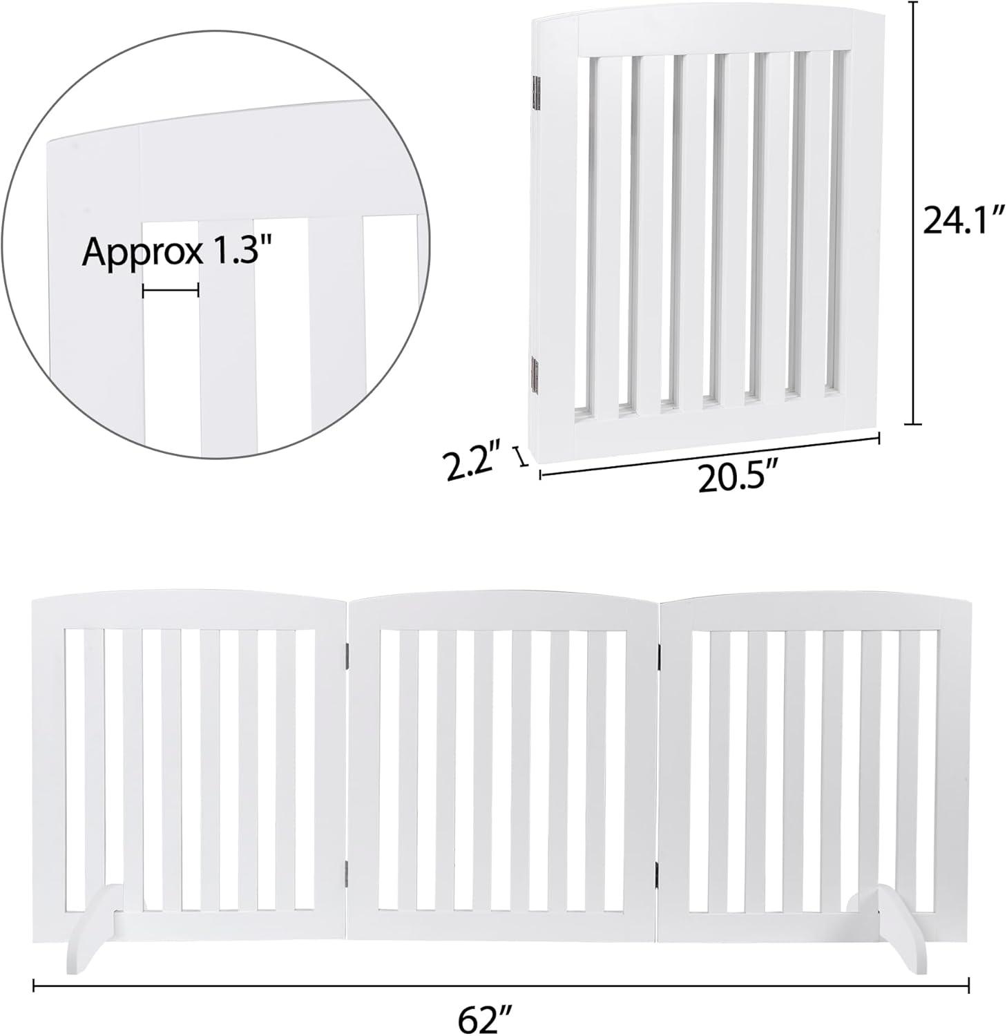 Dog Gate Pet Gate Indoor for Stairs Doorways 82x24 Inch 4 Panels Dog Fence Extra Wide Wooden