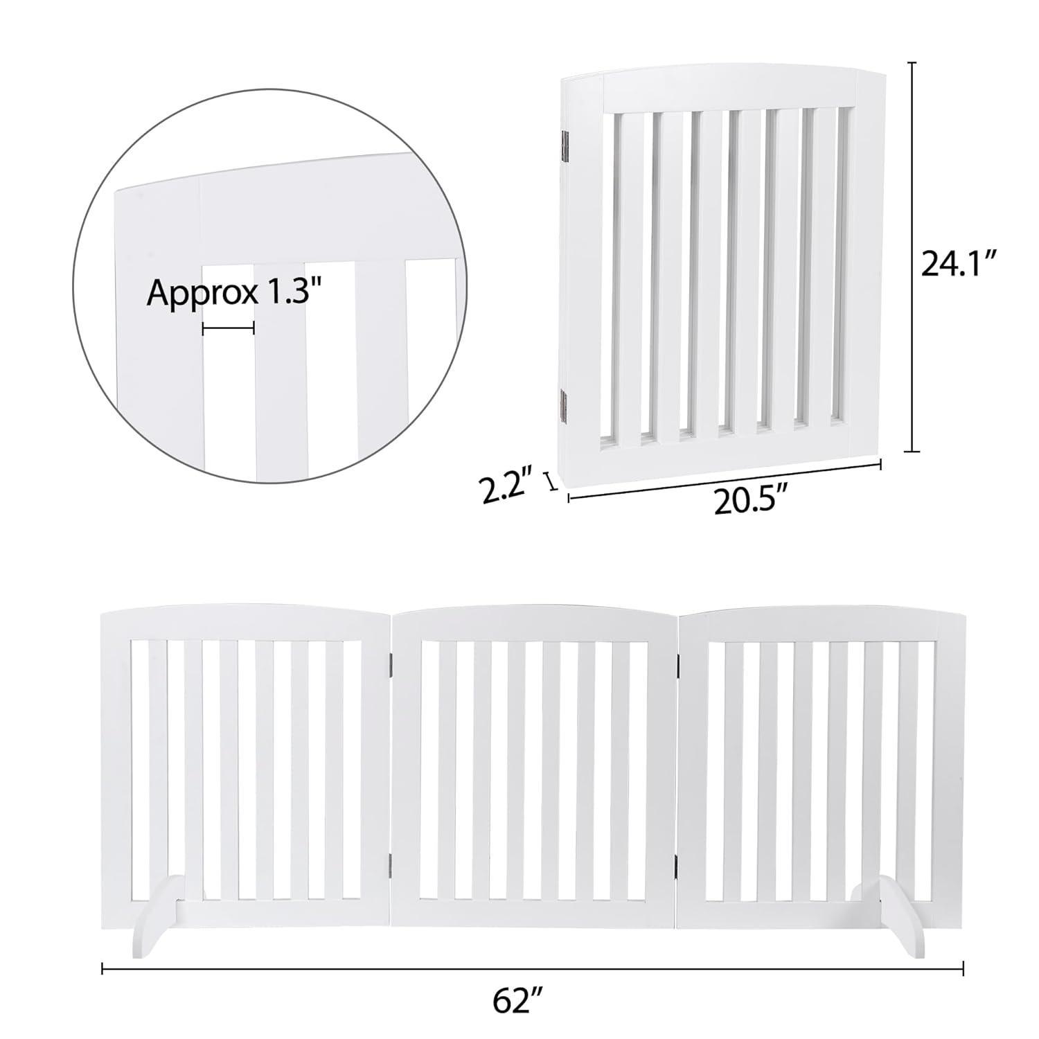 Dog Gate Pet Gate Indoor for Stairs Doorways 82x24 Inch 4 Panels Dog Fence Extra Wide Wooden