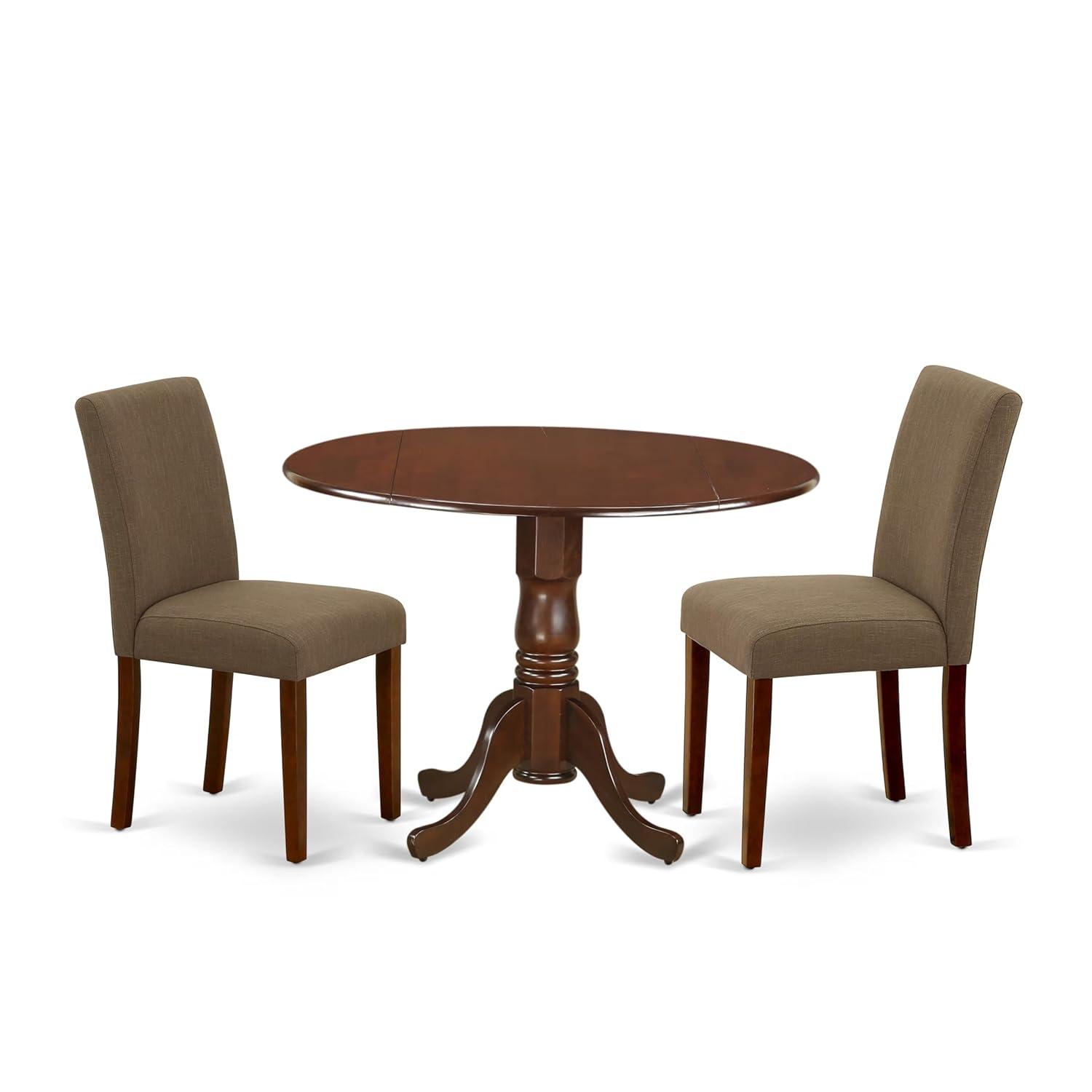 East West Furniture Dining Room Set Mahogany, DLAB3-MAH-18