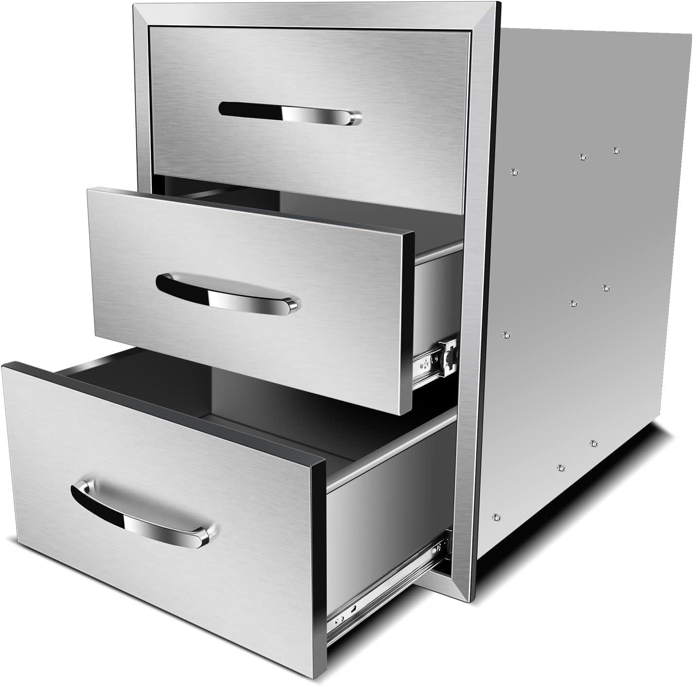 Stainless Steel 3-Drawer Outdoor Kitchen Storage Unit