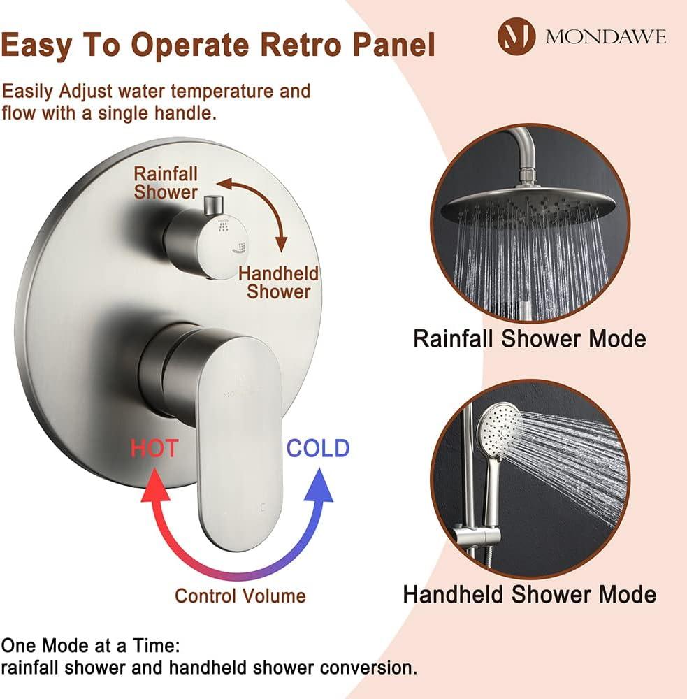 Calliope Wall Mounted 2-Function Retro Pressure-Balanced Shower System with 3 Setting Handheld