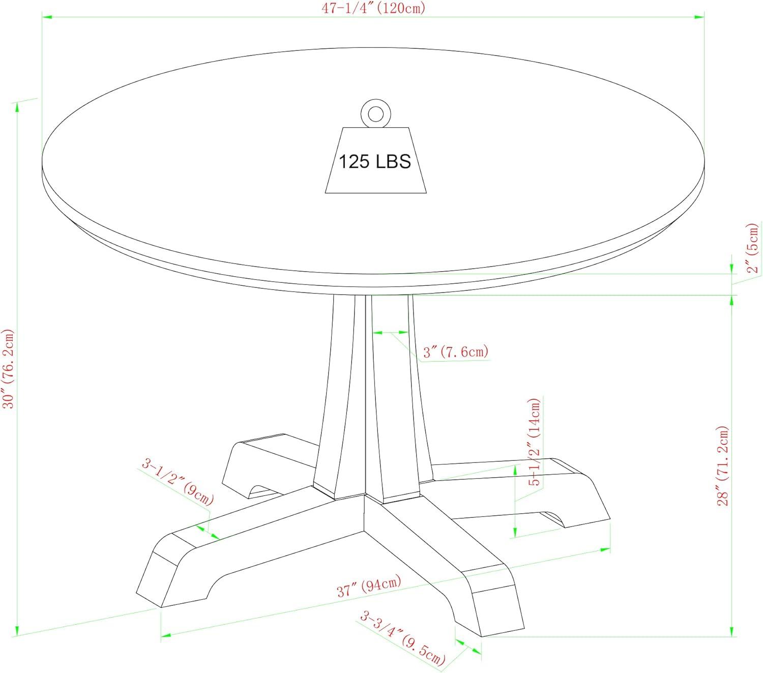 Rustic Oak 48" Round Pedestal Dining Table