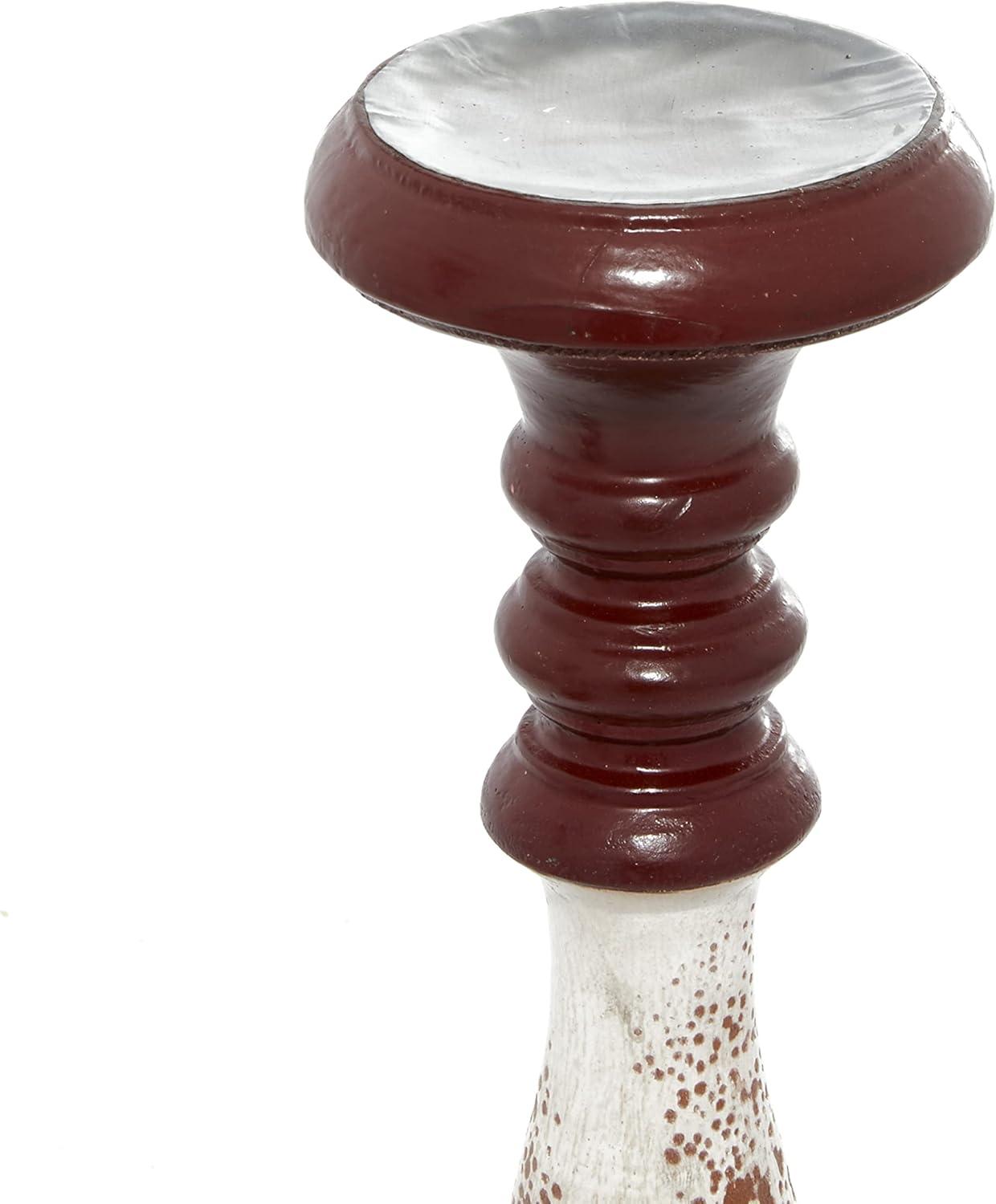 Vintage Red Wood Farmhouse Candlestick Set, 20" Height