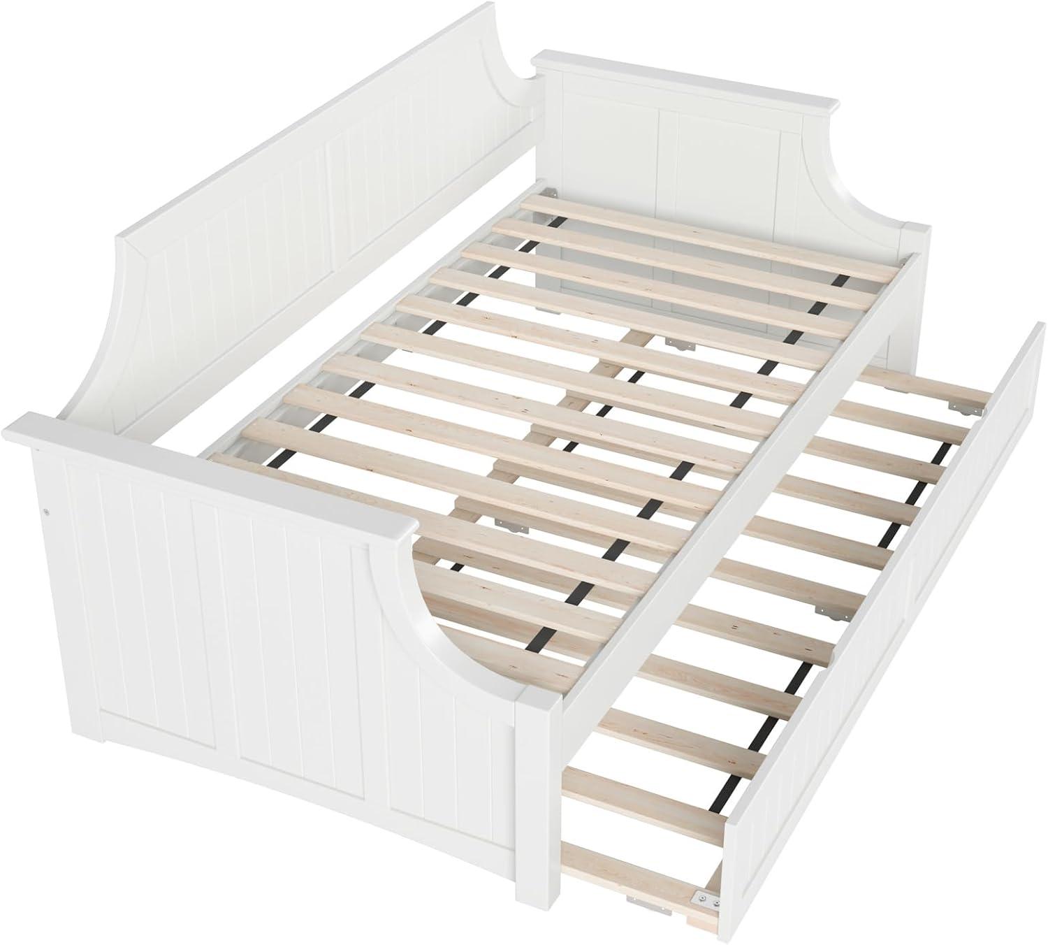 AFI Cambridge Twin Wood Daybed with Twin Size Trundle in White