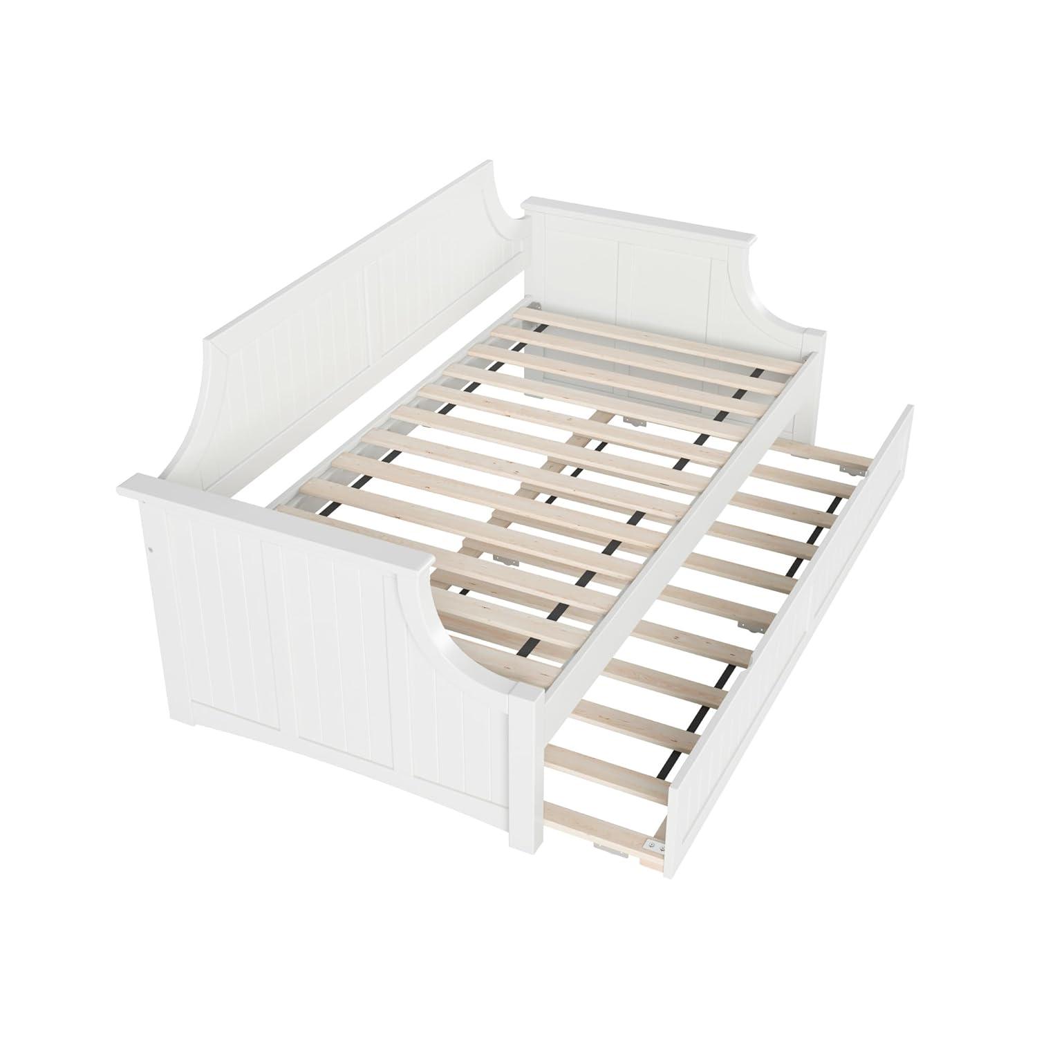 AFI Cambridge Twin Wood Daybed with Twin Size Trundle in White