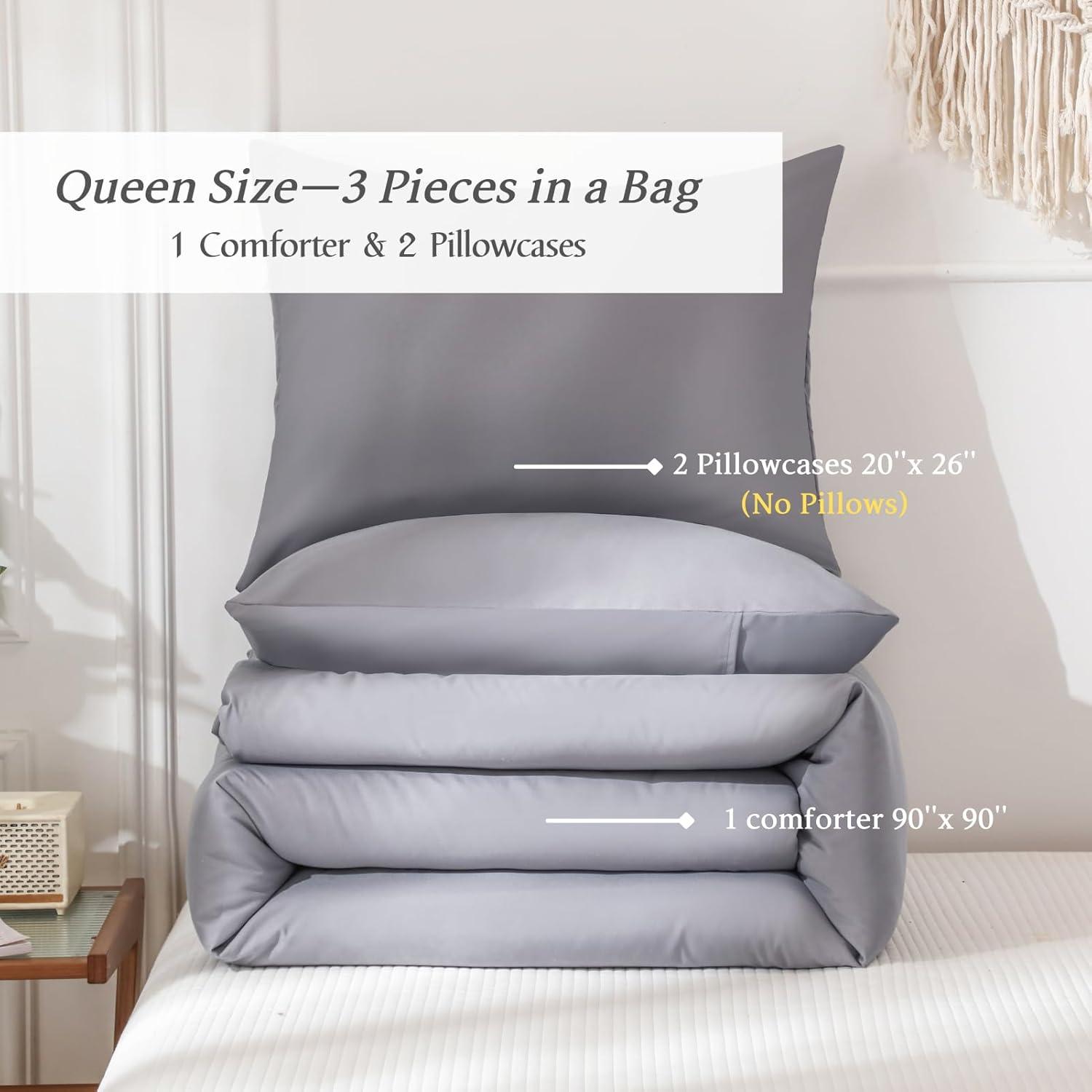 SPRINDAY Queen Comforter Set For Adult, 3 Piece Sage Green Comforter Sets & Bedding For All Season