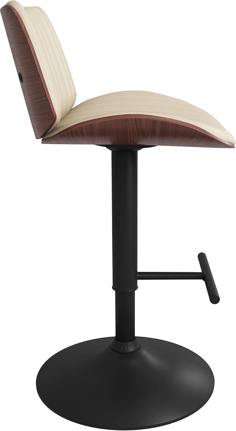 Simpli Home Goulding Adjustable Swivel Upholstered Mid-Century Modern Bar Stool with Hydraulic Lift and Footrest