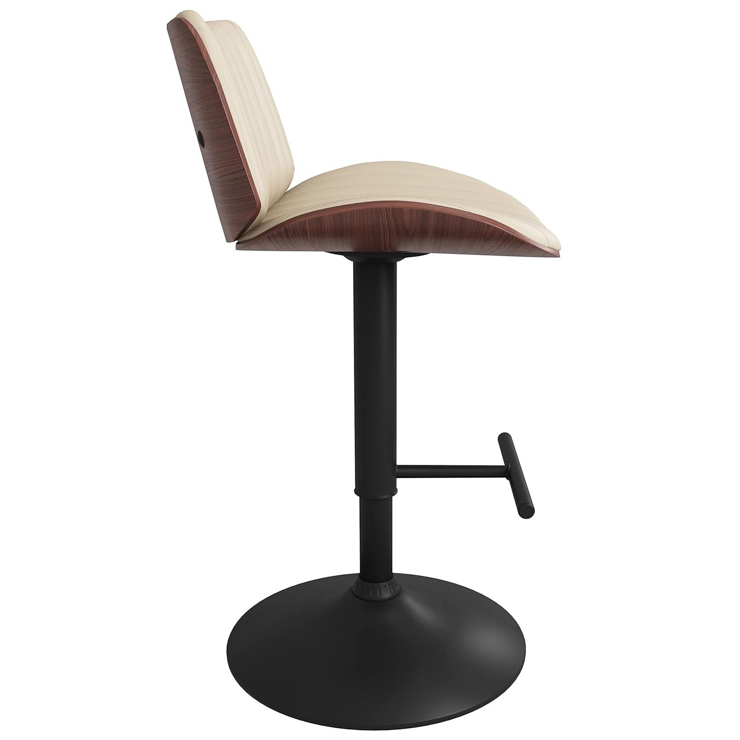 Simpli Home Goulding Adjustable Swivel Upholstered Mid-Century Modern Bar Stool with Hydraulic Lift and Footrest