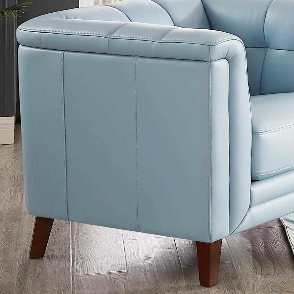 Arvo 84" Silver Gray Tufted Leather Sofa with Wood Legs