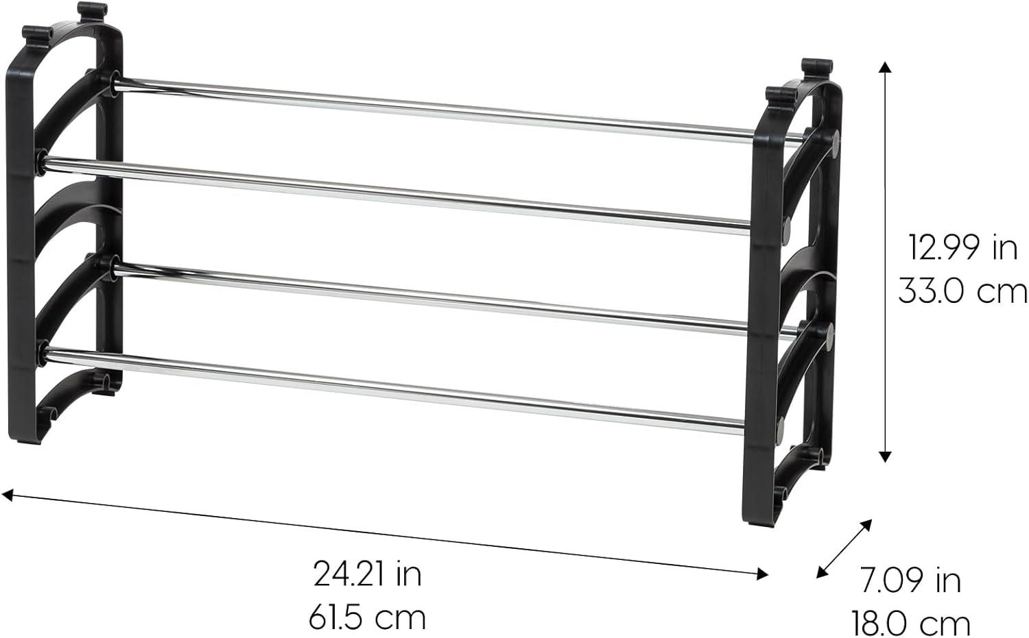 IRIS USA 2-Tier 6 Pairs Slim Metar Shoe Racks for Entryway