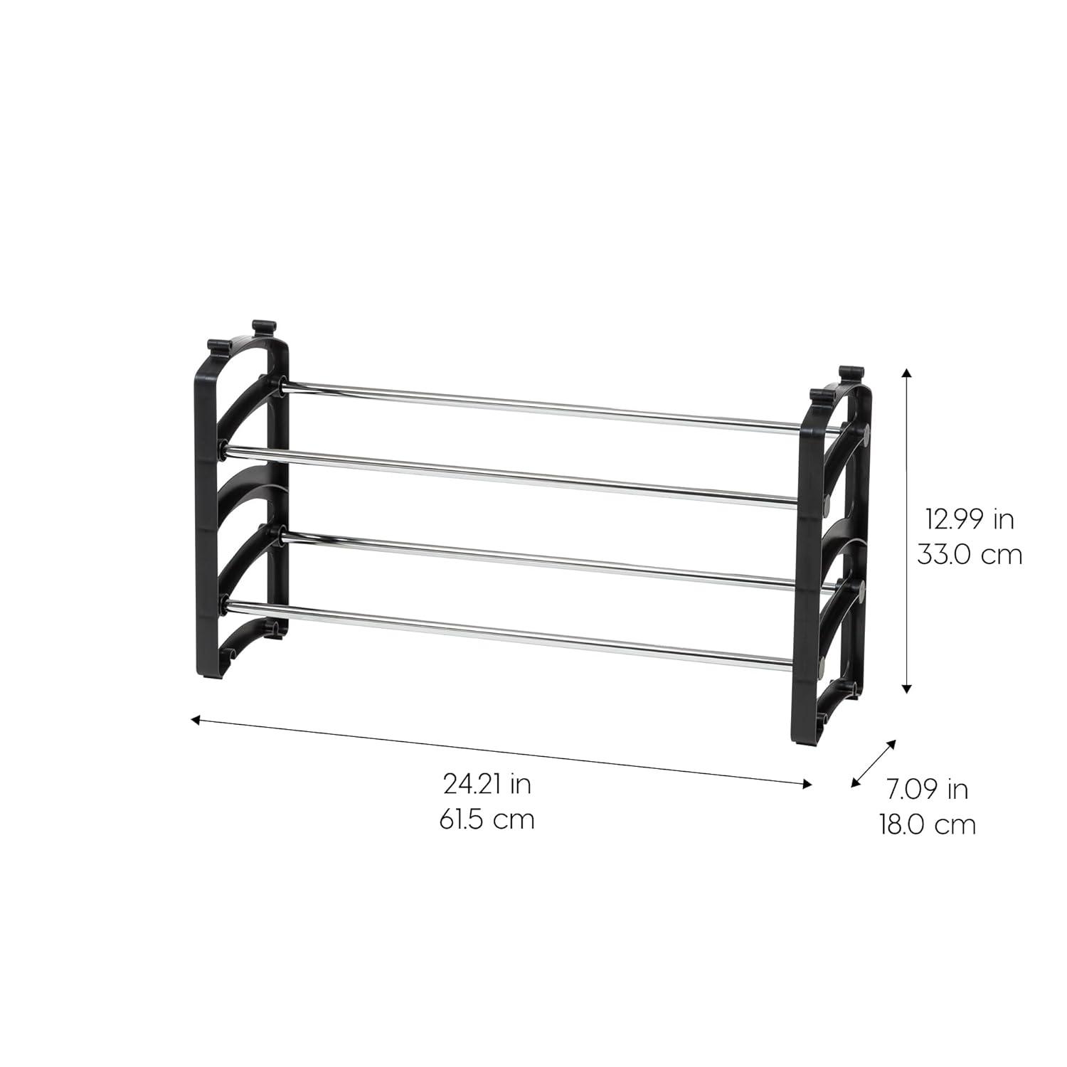 IRIS USA 2-Tier 6 Pairs Slim Metar Shoe Racks for Entryway