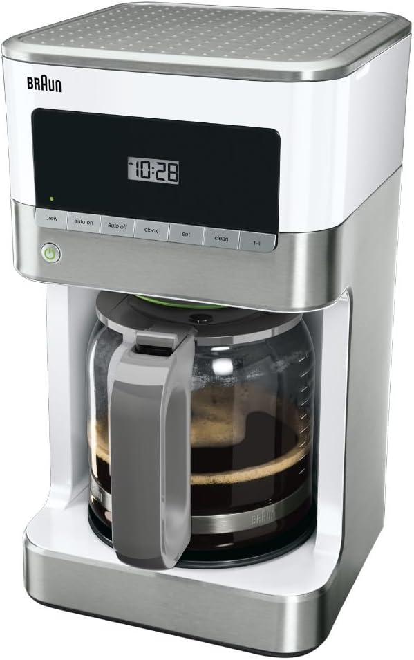 Braun BrewSense 12-cup Drip Coffee Maker - KF6050WH - Stainless Steel/White: Automatic Shut-Off, Glass Carafe, 1000W