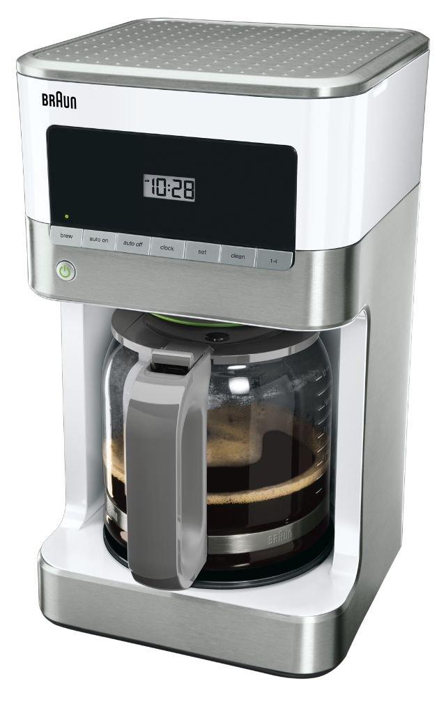 Braun BrewSense 12-cup Drip Coffee Maker - KF6050WH - Stainless Steel/White: Automatic Shut-Off, Glass Carafe, 1000W