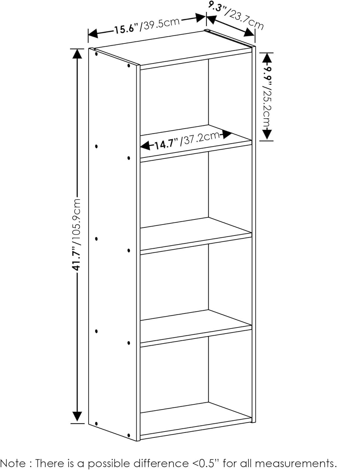 Furinno Luder 4-Tier Open Shelf Bookcase, Blackwood