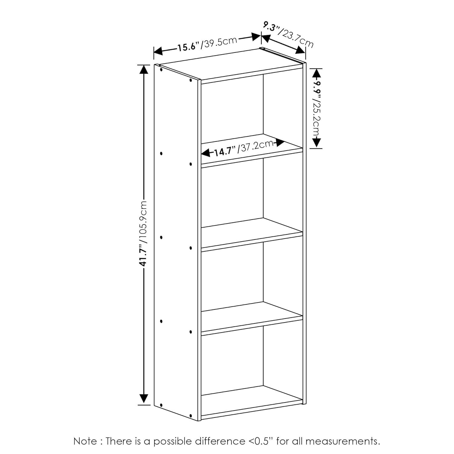 Furinno Luder 4-Tier Open Shelf Bookcase, Blackwood
