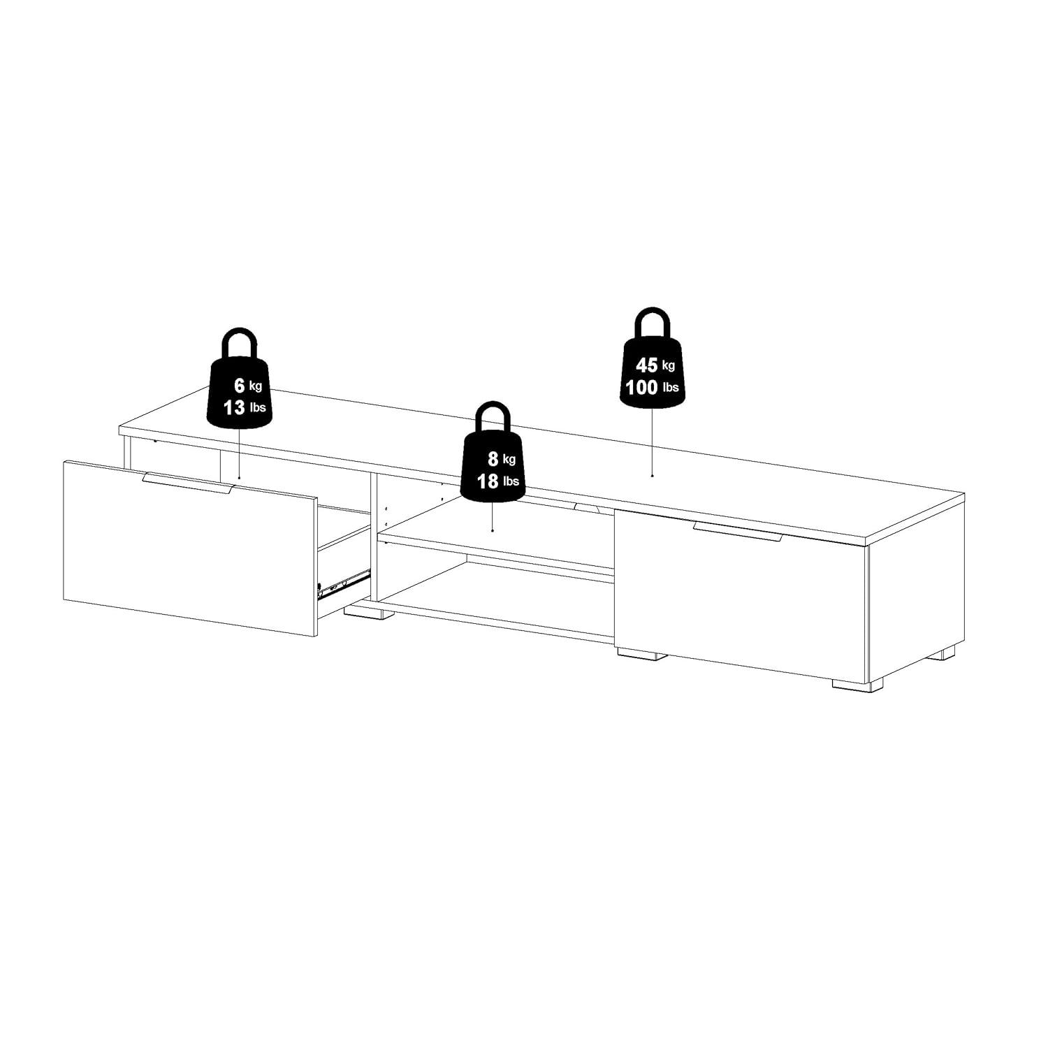 2 Drawer 2 Shelf TV Stand in Brown - Tvilum