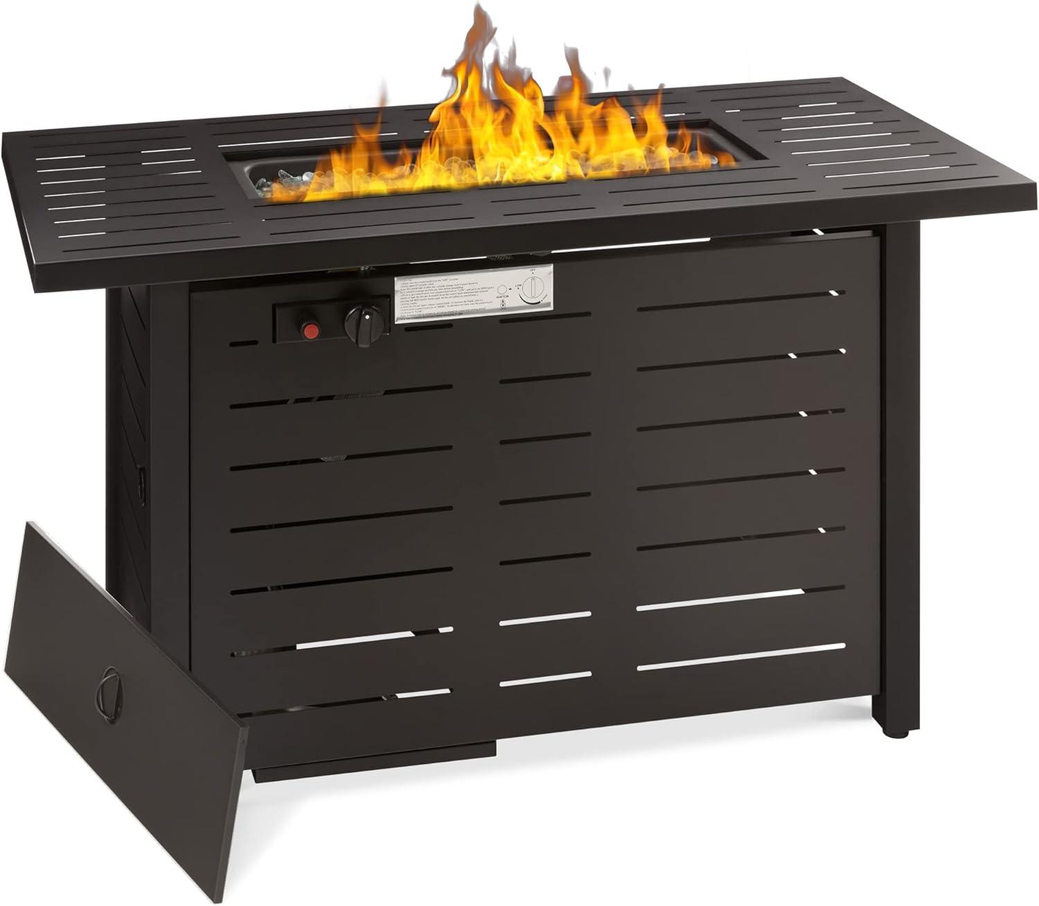 25'' H x 20'' W Steel Propane Outdoor Fire Pit Table with Lid