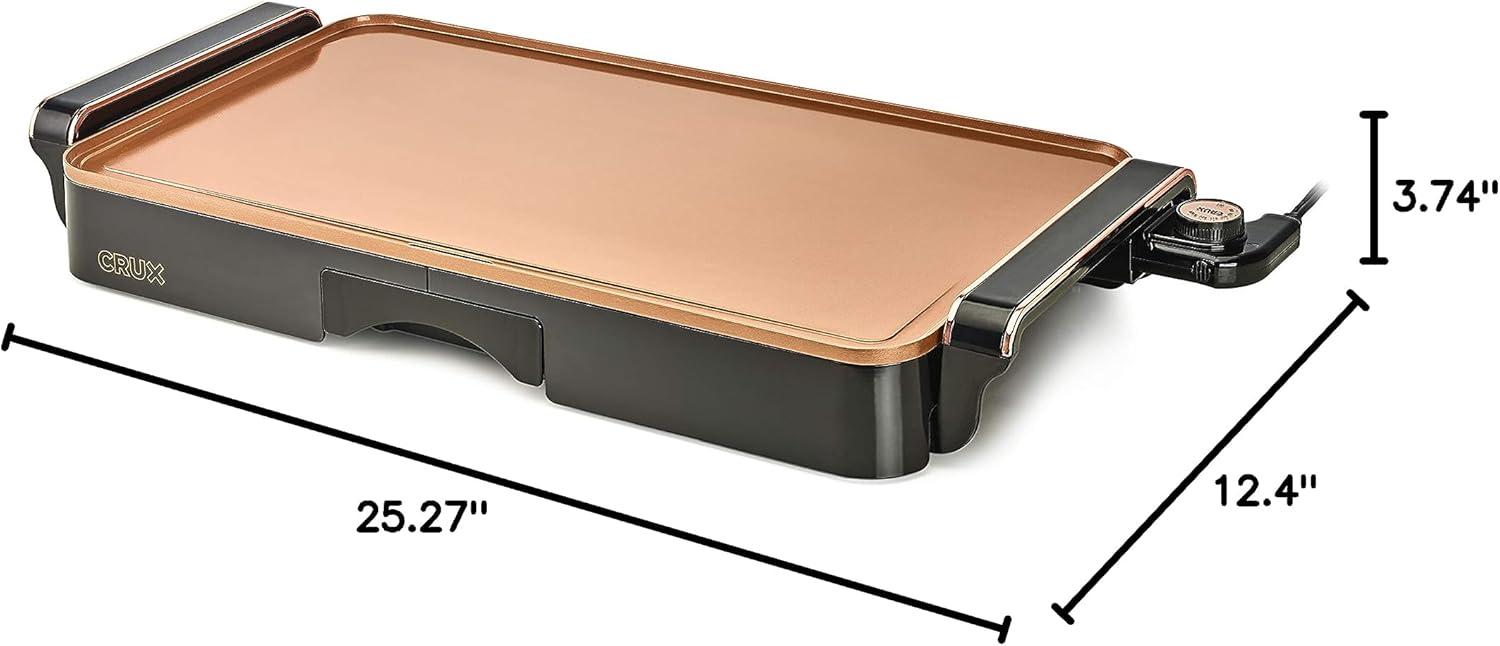Extra Large Copper Ceramic Electric Griddle with Heat Resistant Handles