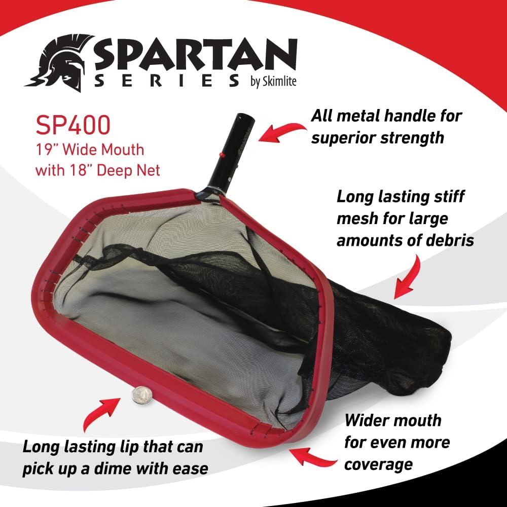 Skimlite SP400 Leaf Skimmer Net for Pool Cleaning, 19 Inch Heavy Duty Fine Mesh Net, Reinforced Frame, Pool Maintenance Rake Cleaner Equipment Debris Collector for Inground Pool Pond Hot Tub Spa