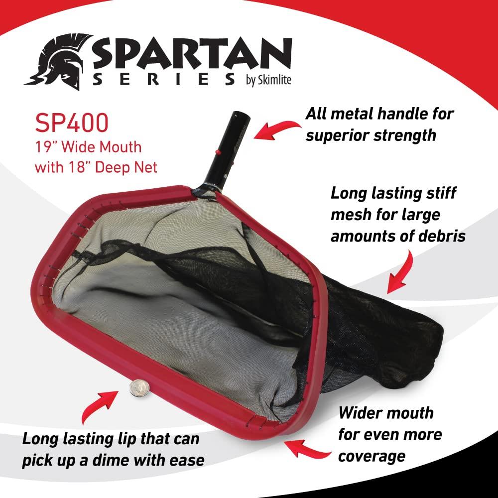 Skimlite SP400 Leaf Skimmer Net for Pool Cleaning, 19 Inch Heavy Duty Fine Mesh Net, Reinforced Frame, Pool Maintenance Rake Cleaner Equipment Debris Collector for Inground Pool Pond Hot Tub Spa