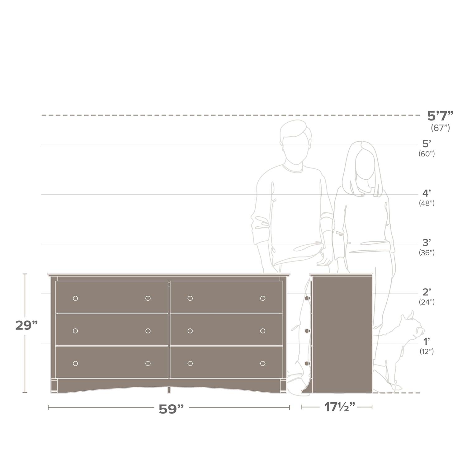 Salt Spring 6 Drawer Dresser Drifted Gray - Prepac