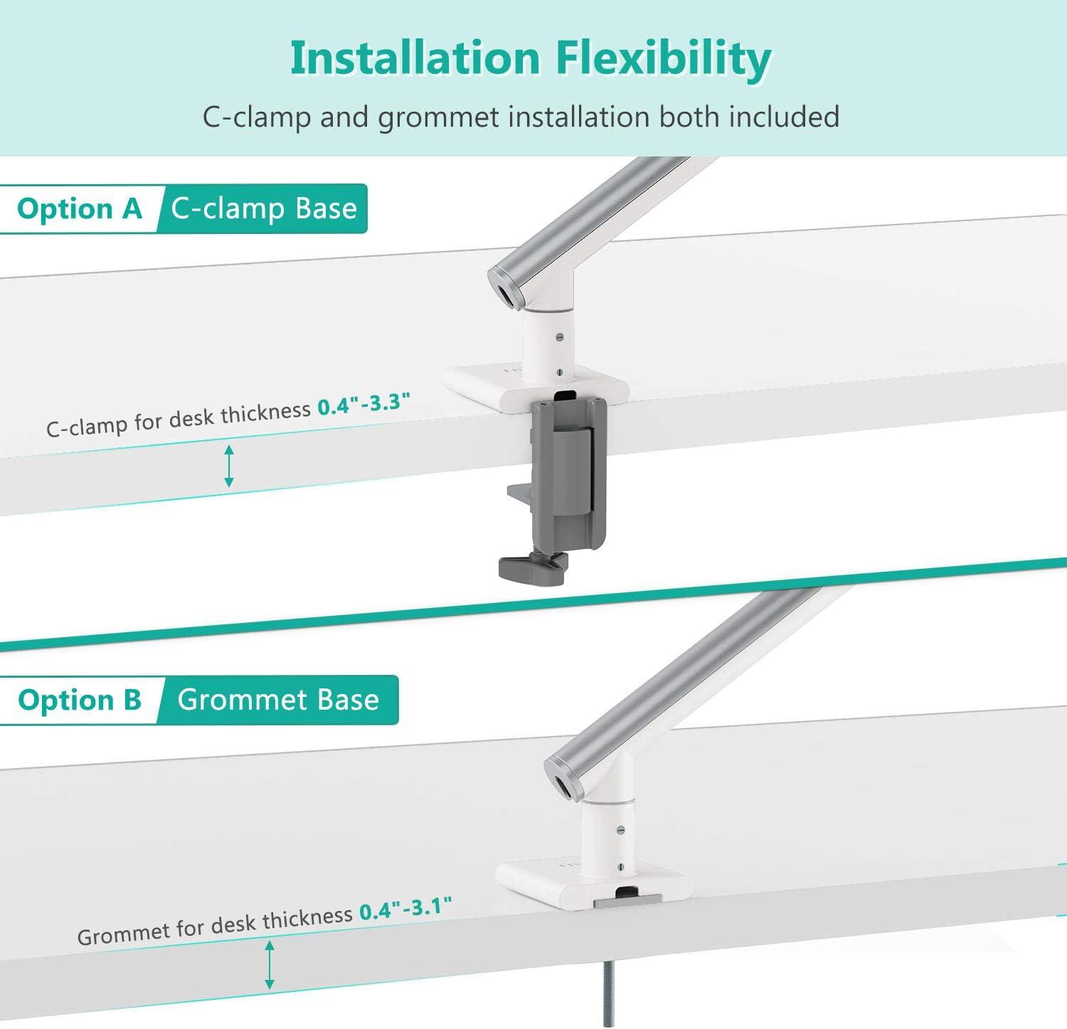 White Adjustable Monitor Mount Arm with Desk Clamp